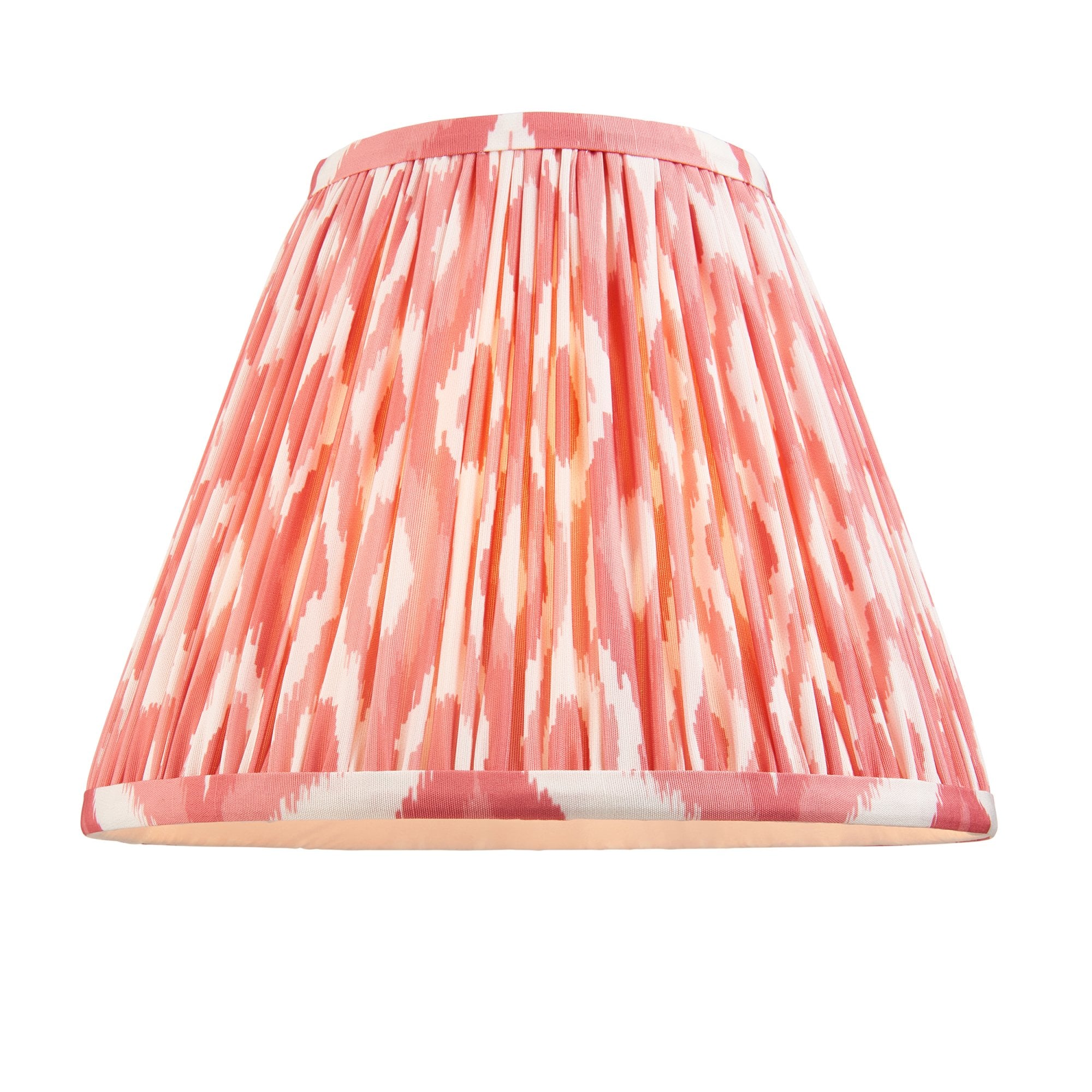 Endon Higgledy Gloss Almond White Table Lamp & Ikat 25cm Coral Pink Shade