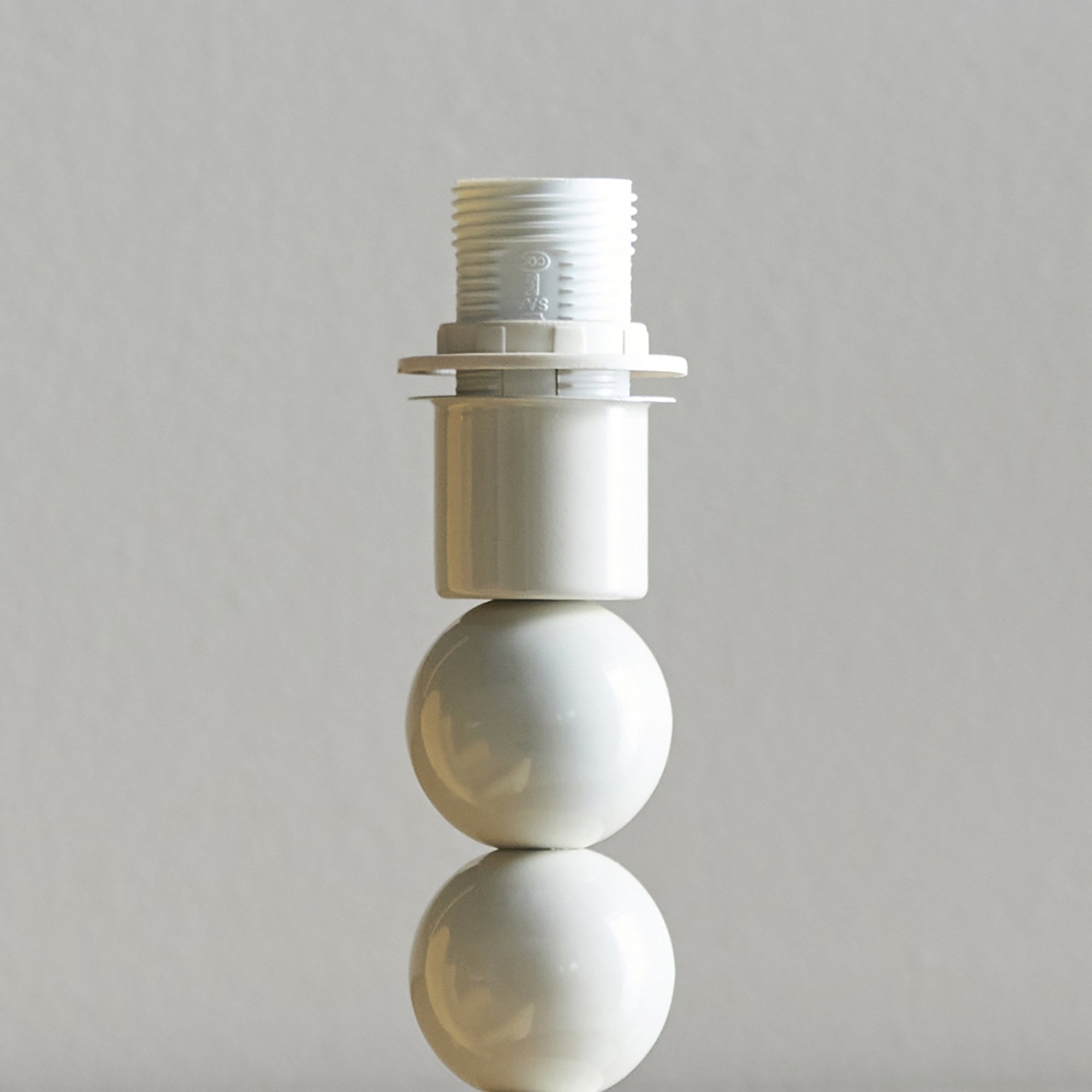 Endon Higgledy Gloss Almond White Table Lamp & Ripple 25cm Pearl Grey Shade