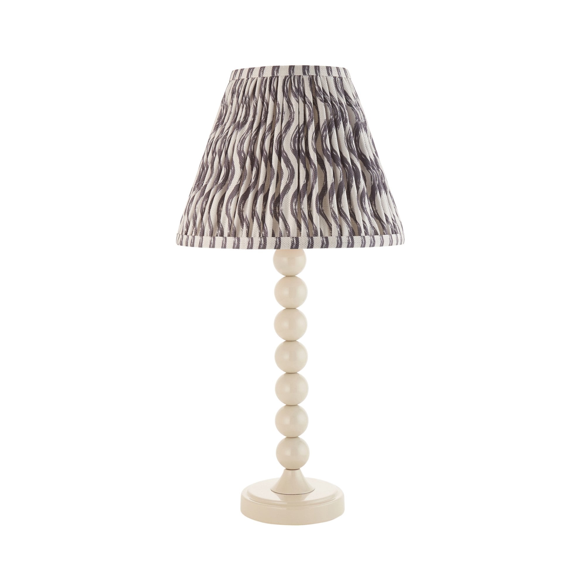 Endon Higgledy Gloss Almond White Table Lamp & Ripple 25cm Pearl Grey Shade
