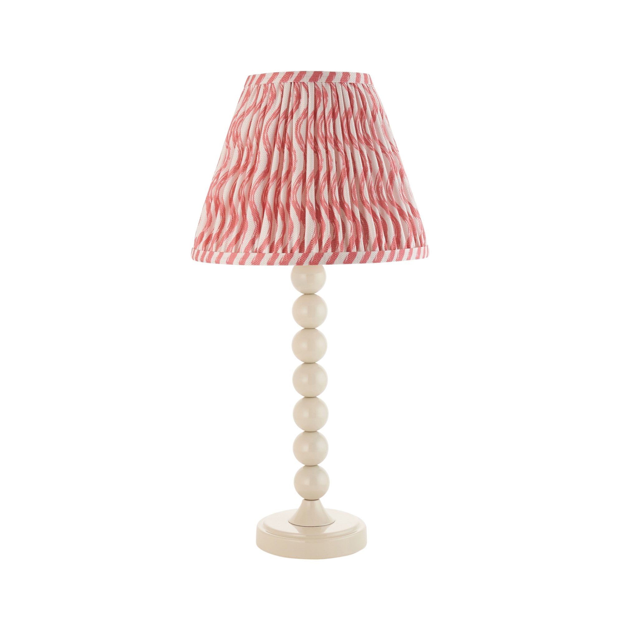 Endon Higgledy Gloss Almond White Table Lamp & Ripple 25cm Coral Pink Shade