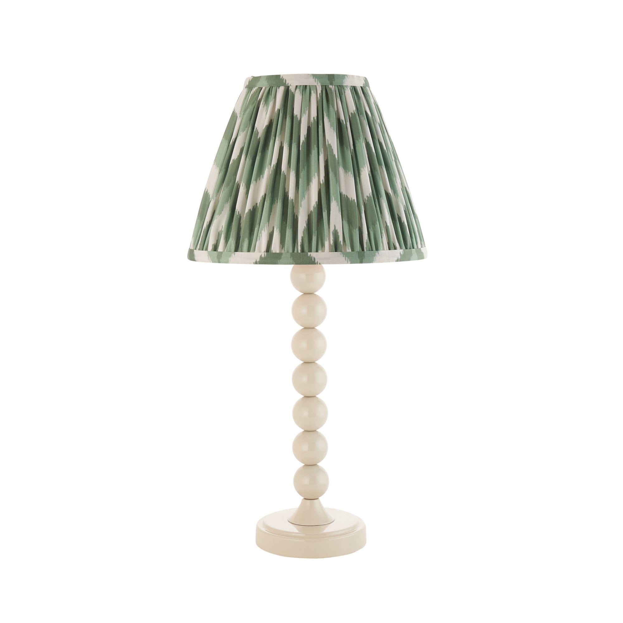 Endon Higgledy Gloss Almond White Table Lamp & Zigzag 25cm Cotswold Green Shade