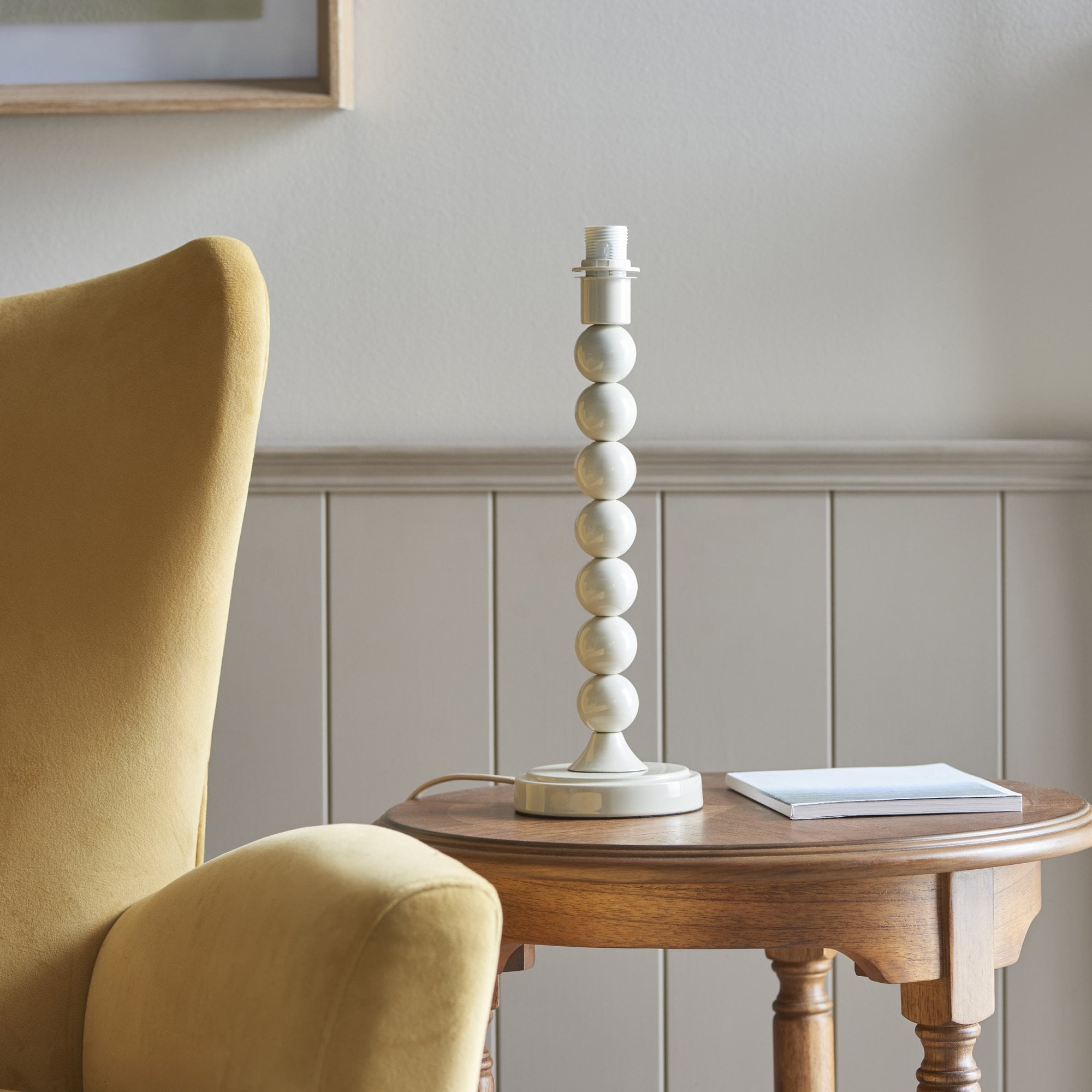 Endon Higgledy Gloss Almond White Table Lamp & Zigzag 25cm Apricot Orange Shade