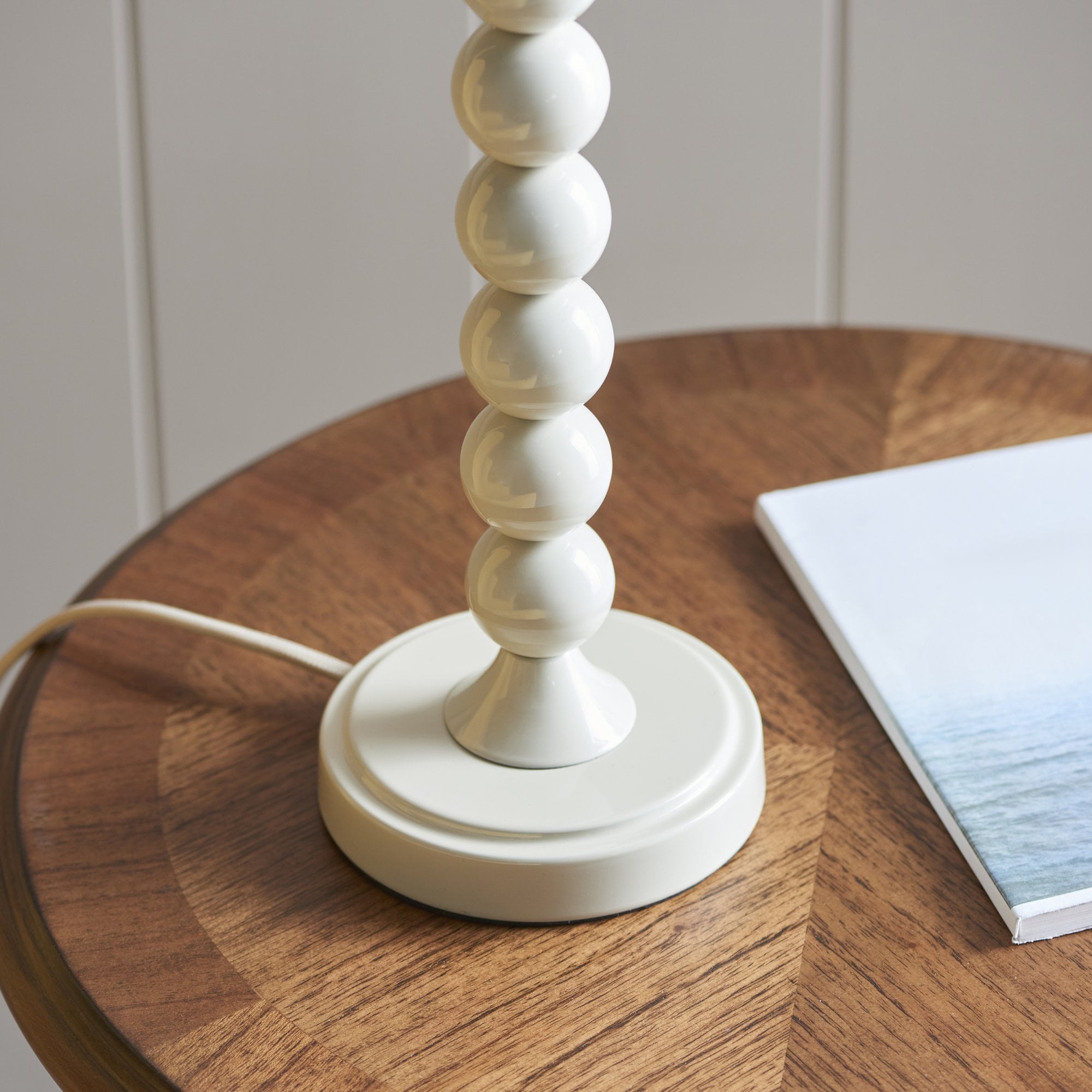 Endon Higgledy Gloss Almond White Table Lamp & Zigzag 25cm Apricot Orange Shade