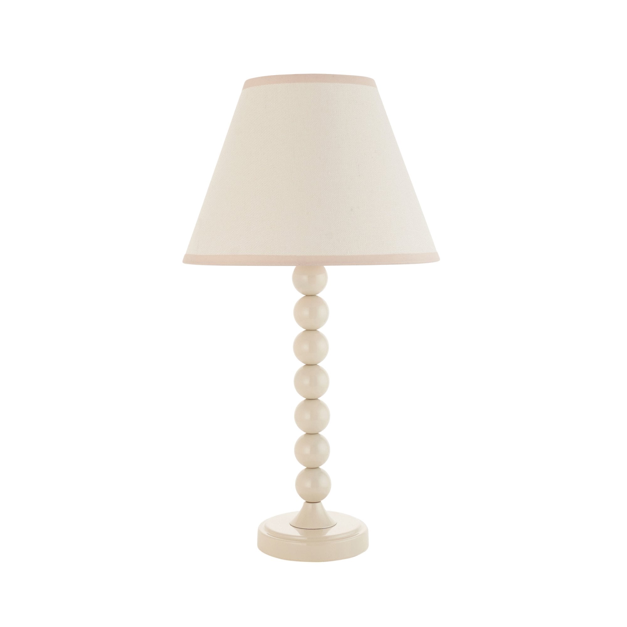 Endon Higgledy Gloss Almond White Table Lamp & Ivy 25cm Vintage White Shade