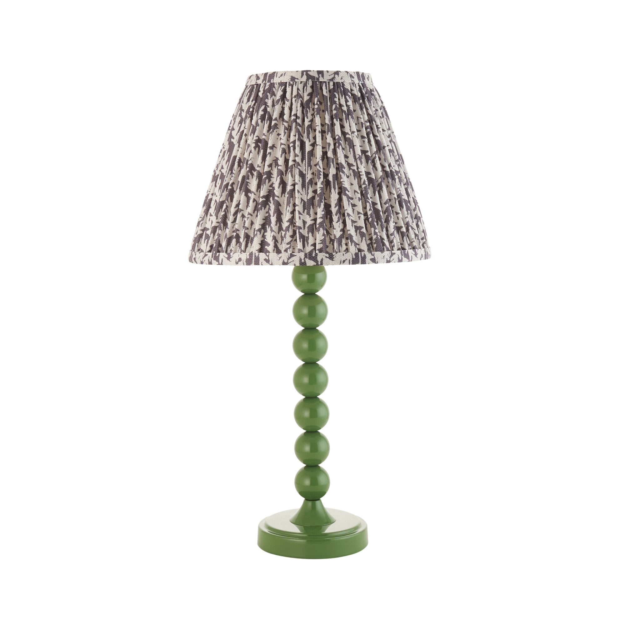 Endon Higgledy Gloss Cotswold Green Table Lamp & Leaf 25cm Pearl Grey Shade