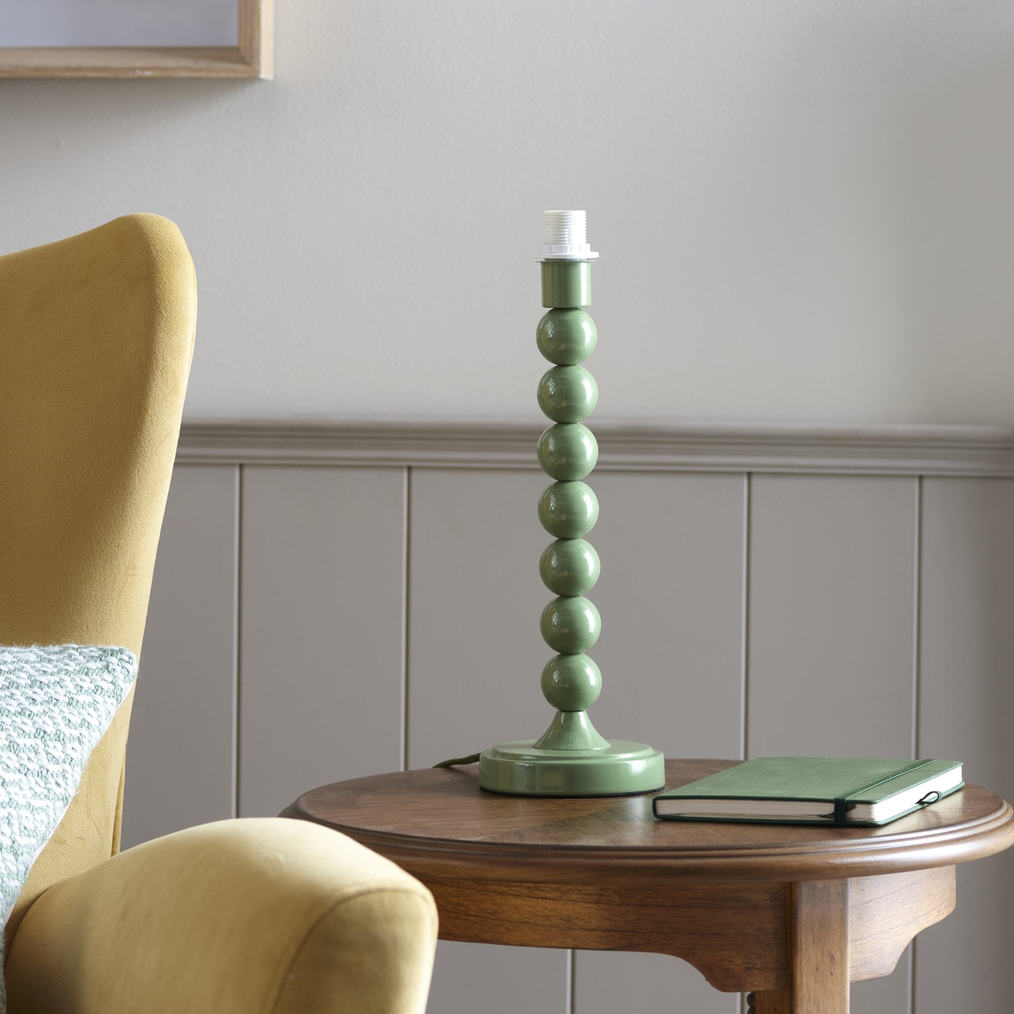 Endon Higgledy Gloss Cotswold Green Table Lamp & Ripple 25cm Marlin Blue Shade