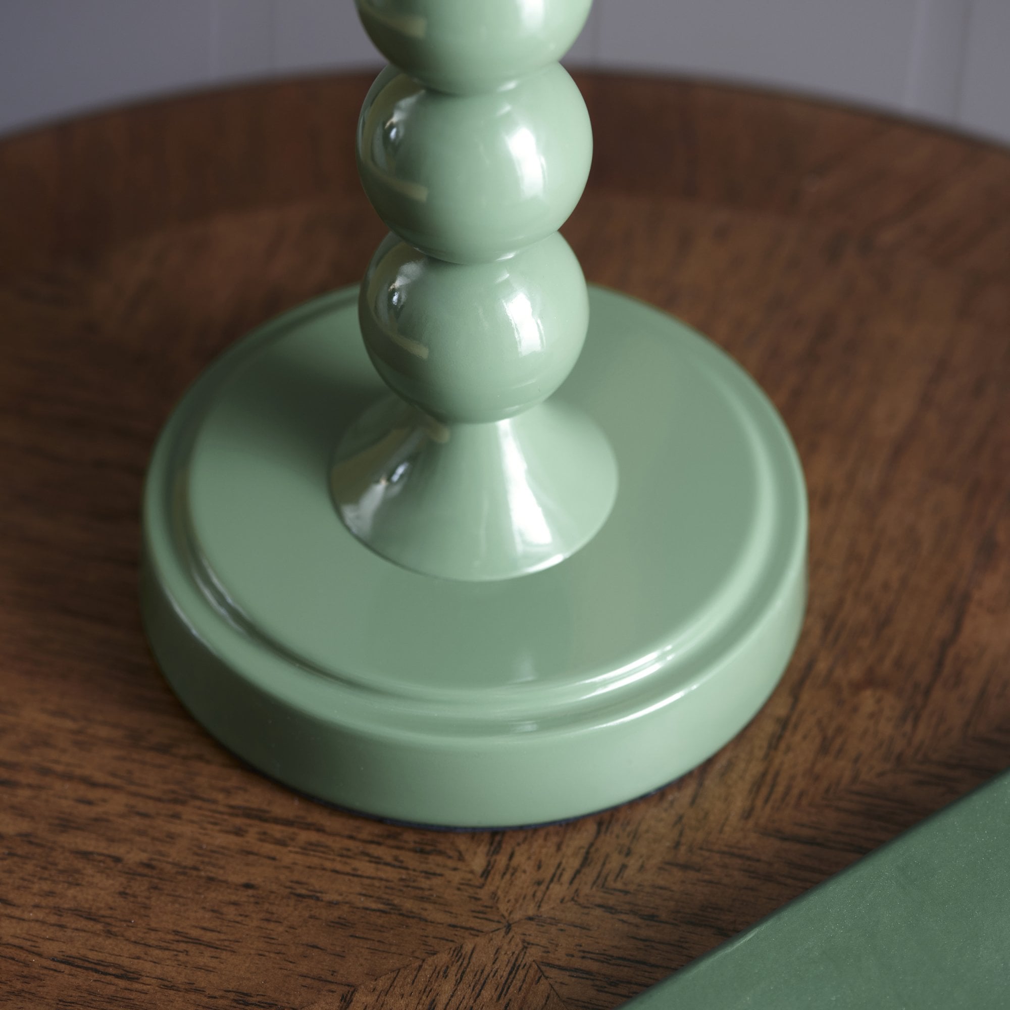 Endon Higgledy Gloss Cotswold Green Table Lamp & Ripple 25cm Marlin Blue Shade