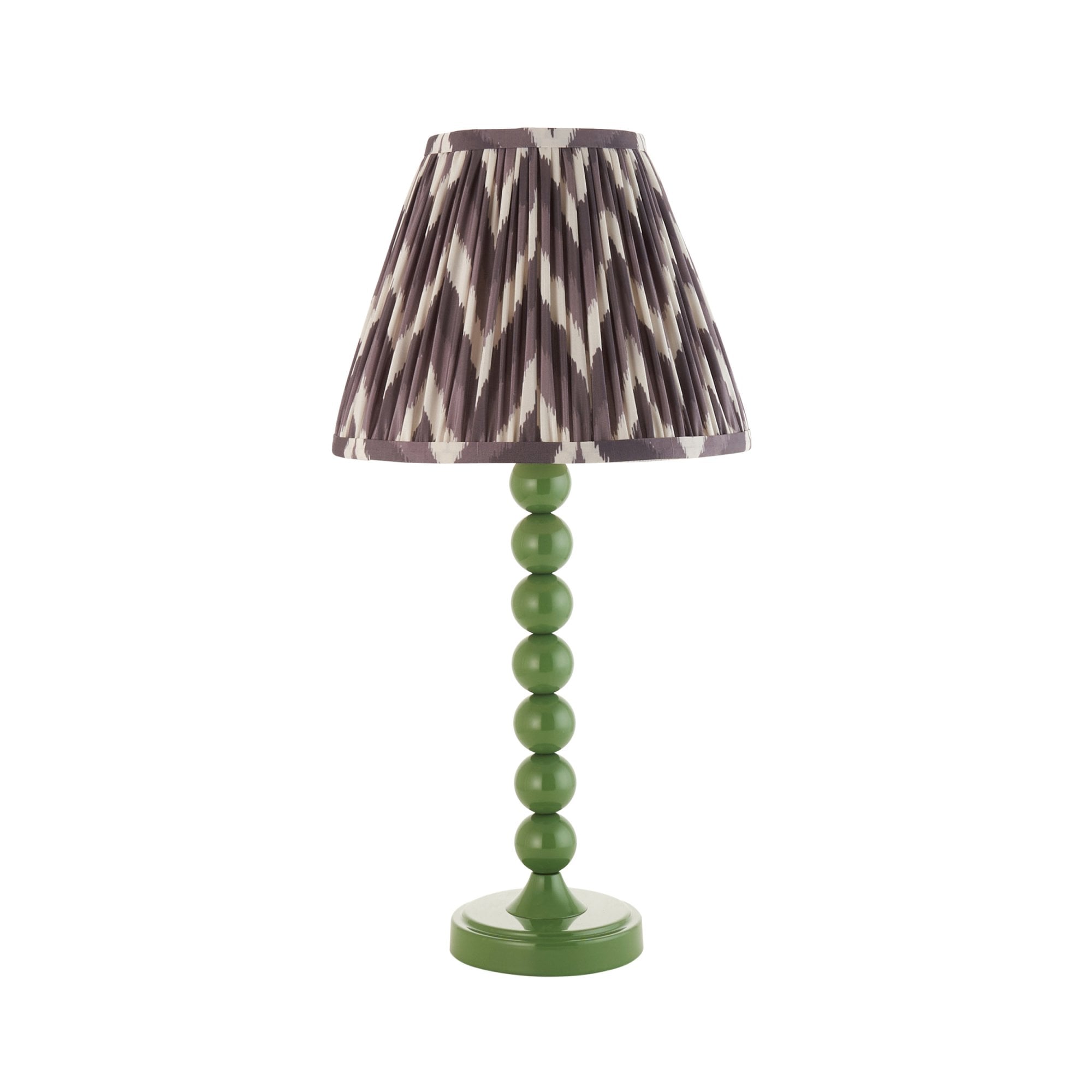 Endon Higgledy Gloss Cotswold Green Table Lamp & Zigzag 25cm Pearl Grey Shade