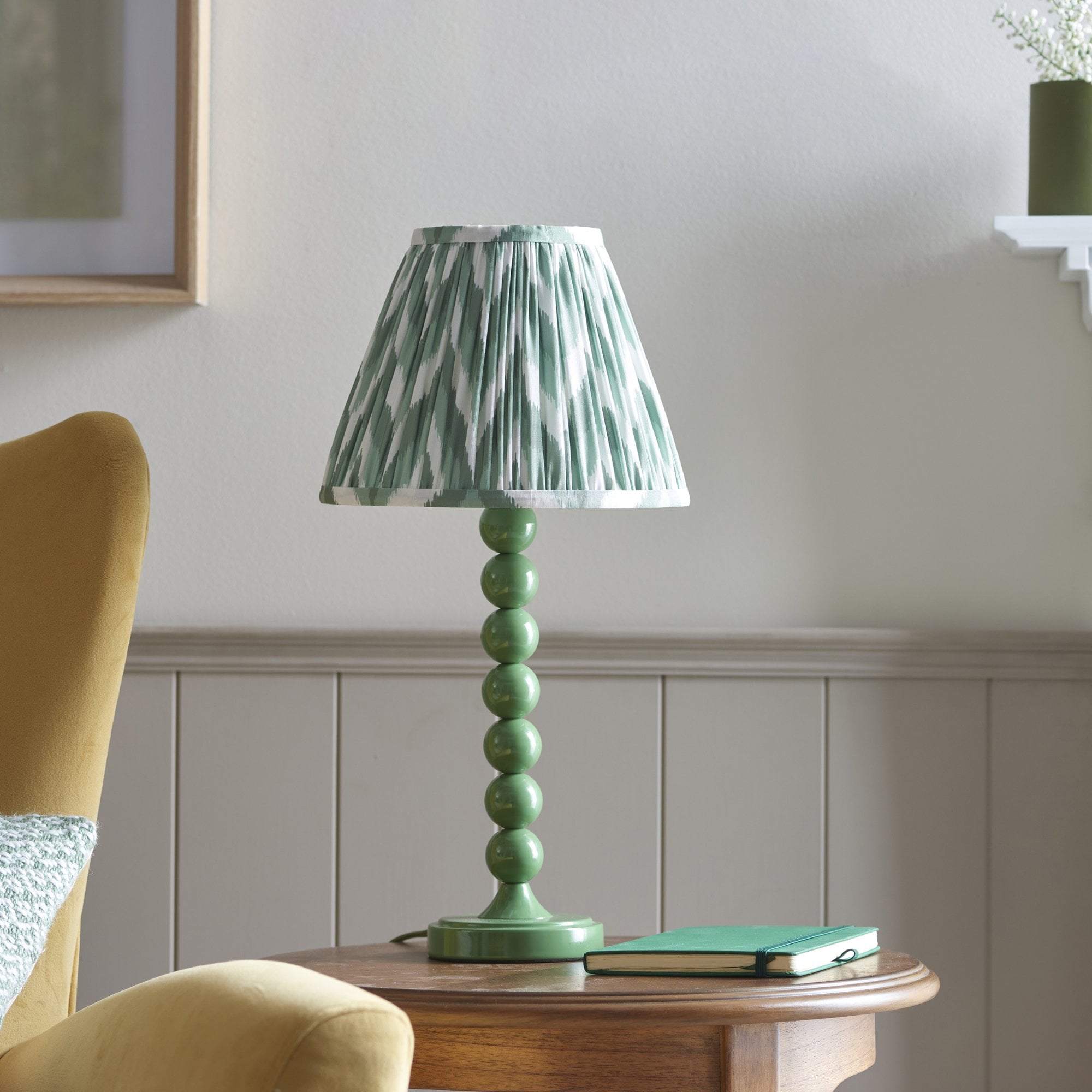 Endon Higgledy Gloss Cotswold Green Table Lamp & Zigzag 25cm Cotswold Green Shade