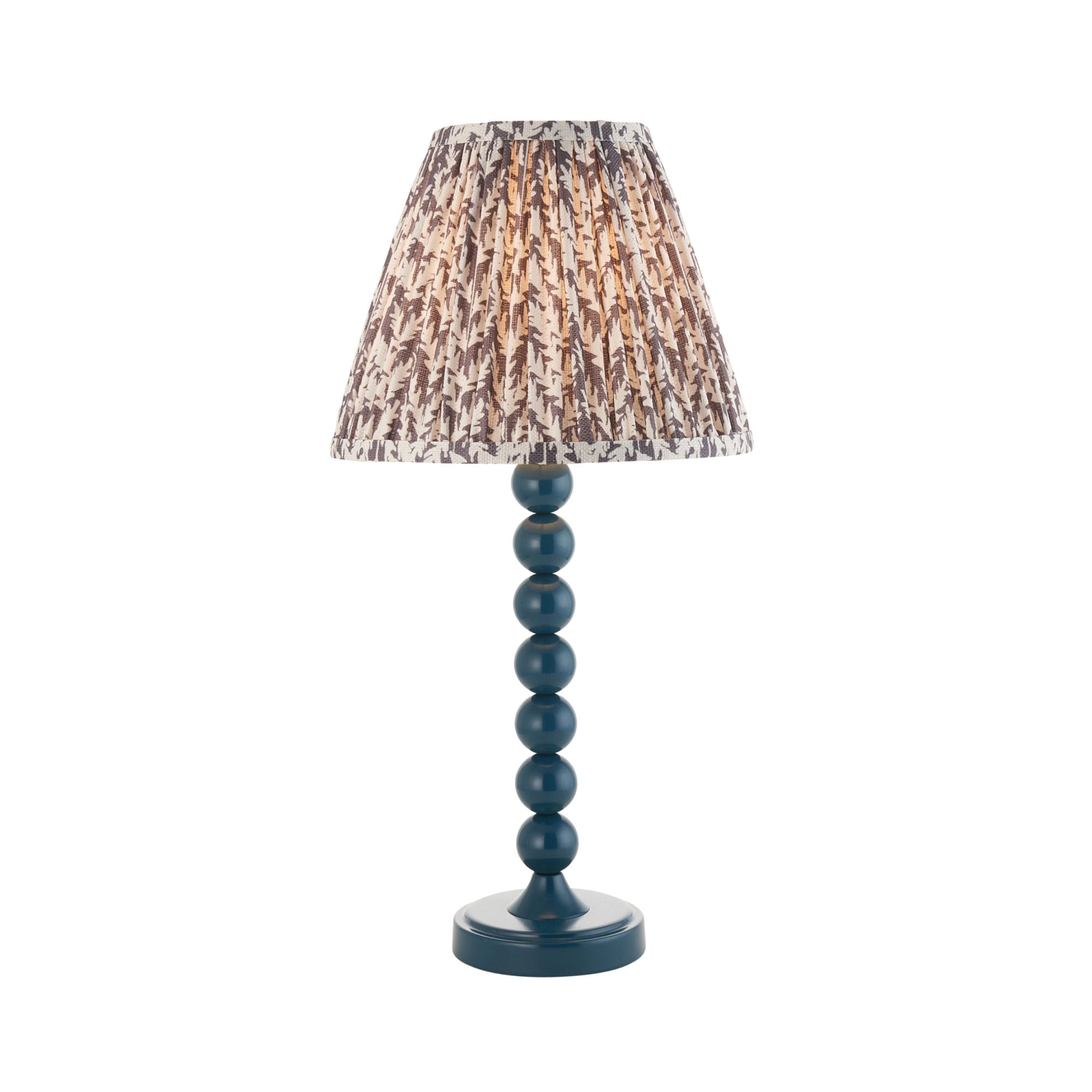 Endon Higgledy Gloss Marlin Blue Table Lamp & Leaf 25cm Pearl Grey Shade