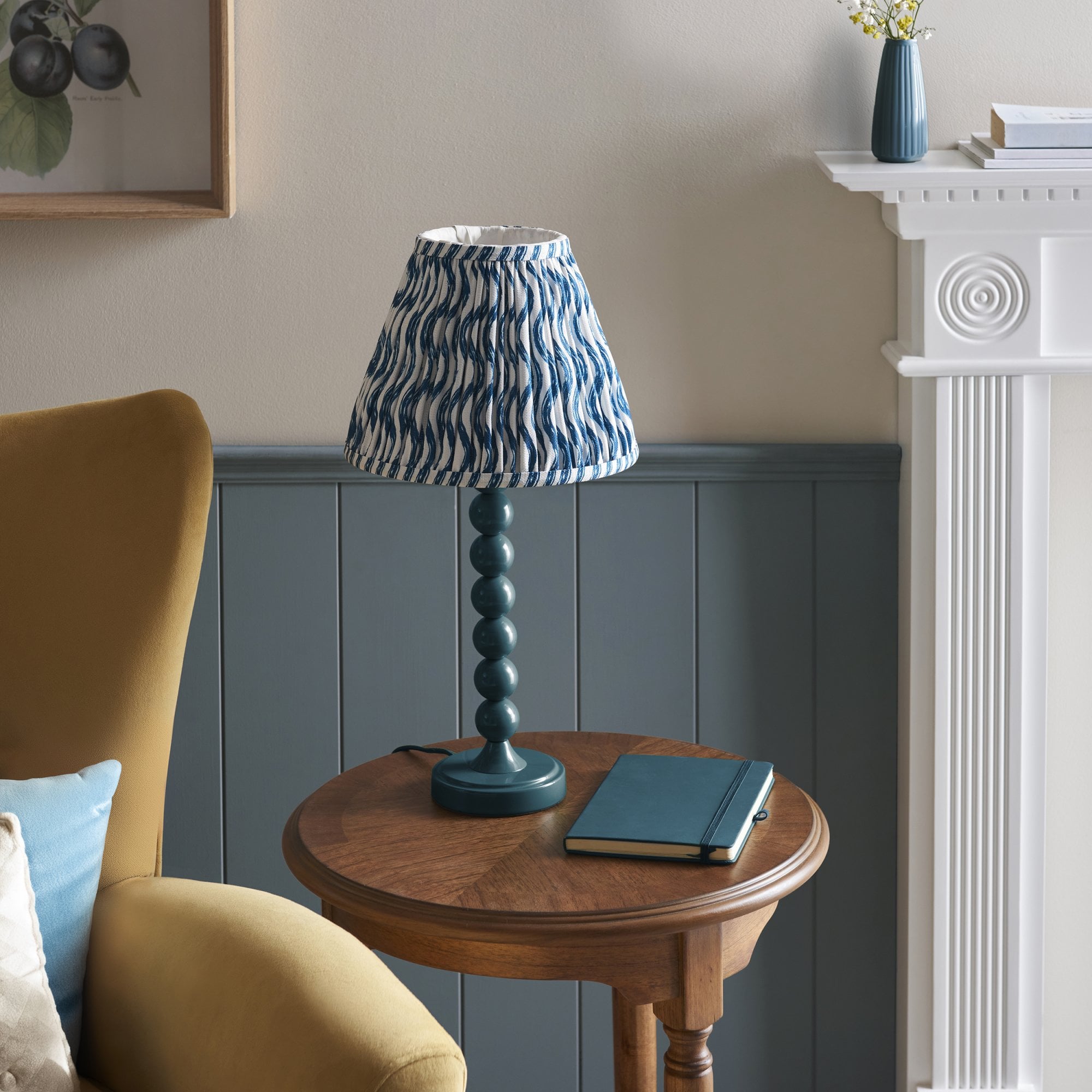 Endon Higgledy Gloss Marlin Blue Table Lamp & Ripple 25cm Marlin Blue Shade