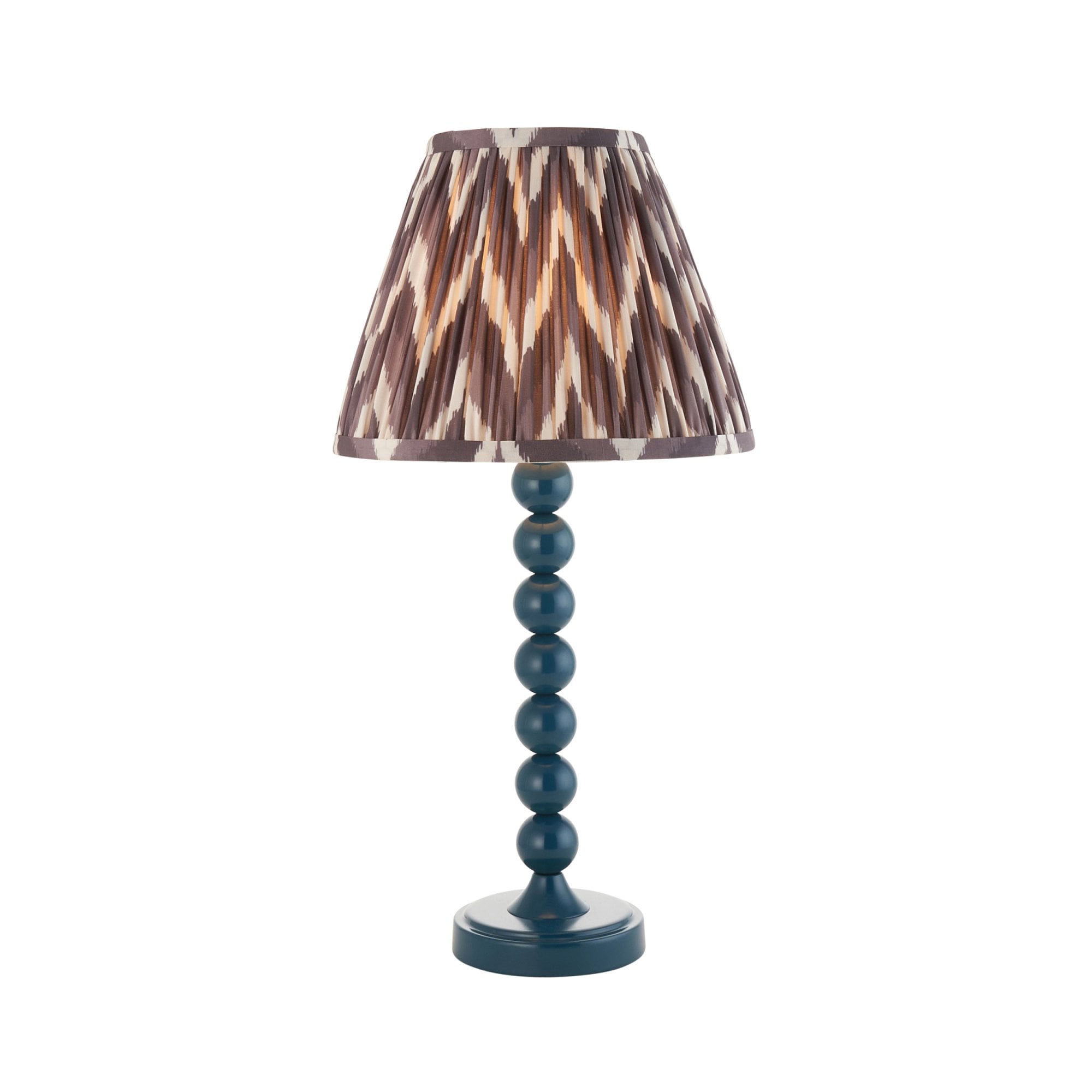 Endon Higgledy Gloss Marlin Blue Table Lamp & Zigzag 25cm Pearl Grey Shade