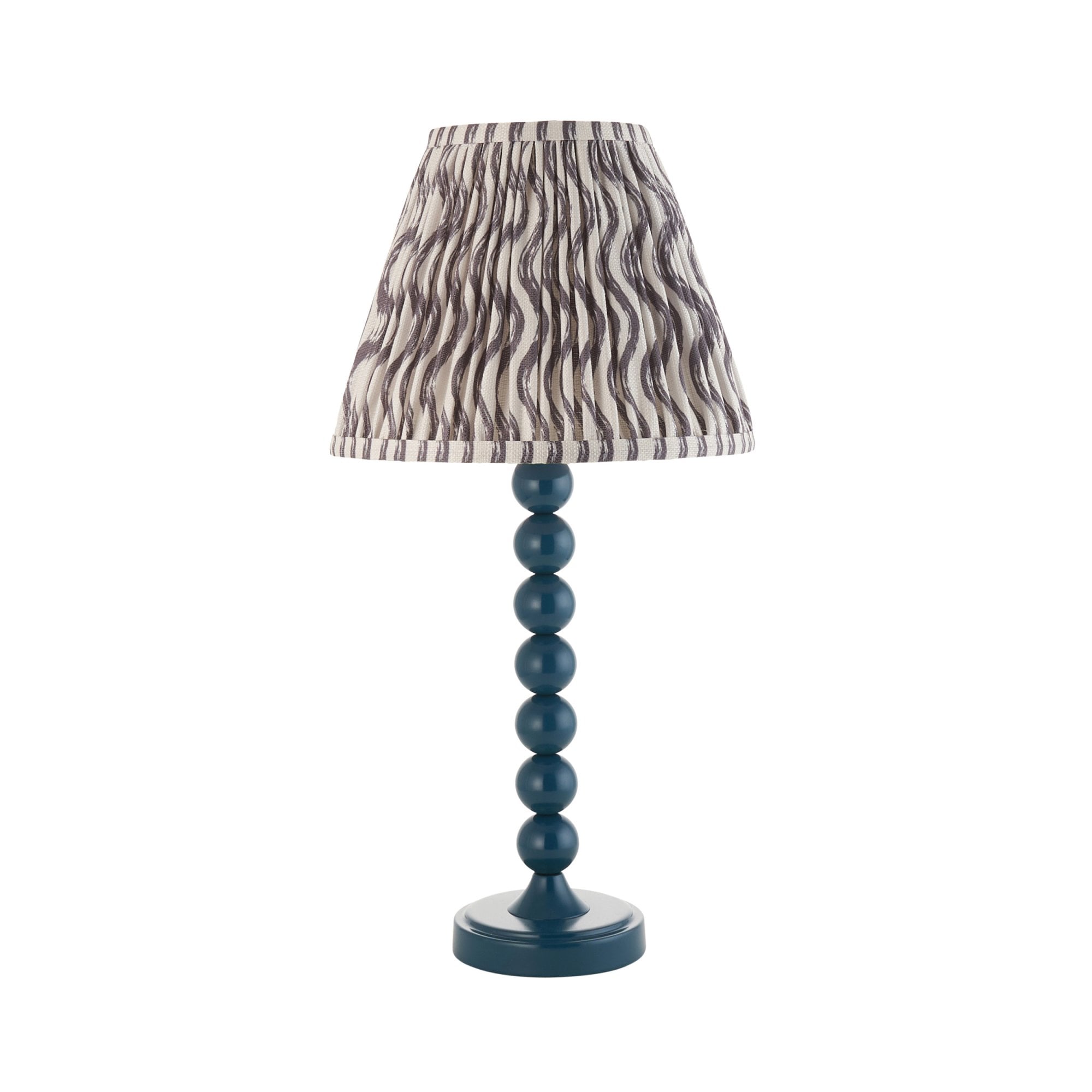 Endon Higgledy Gloss Marlin Blue Table Lamp & Ripple 25cm Pearl Grey Shade