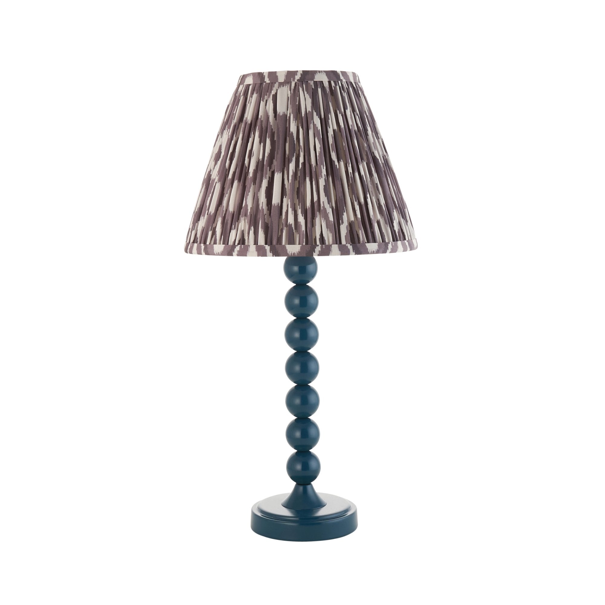 Endon Higgledy Gloss Marlin Blue Table Lamp & Ikat 25cm Pearl Grey Shade