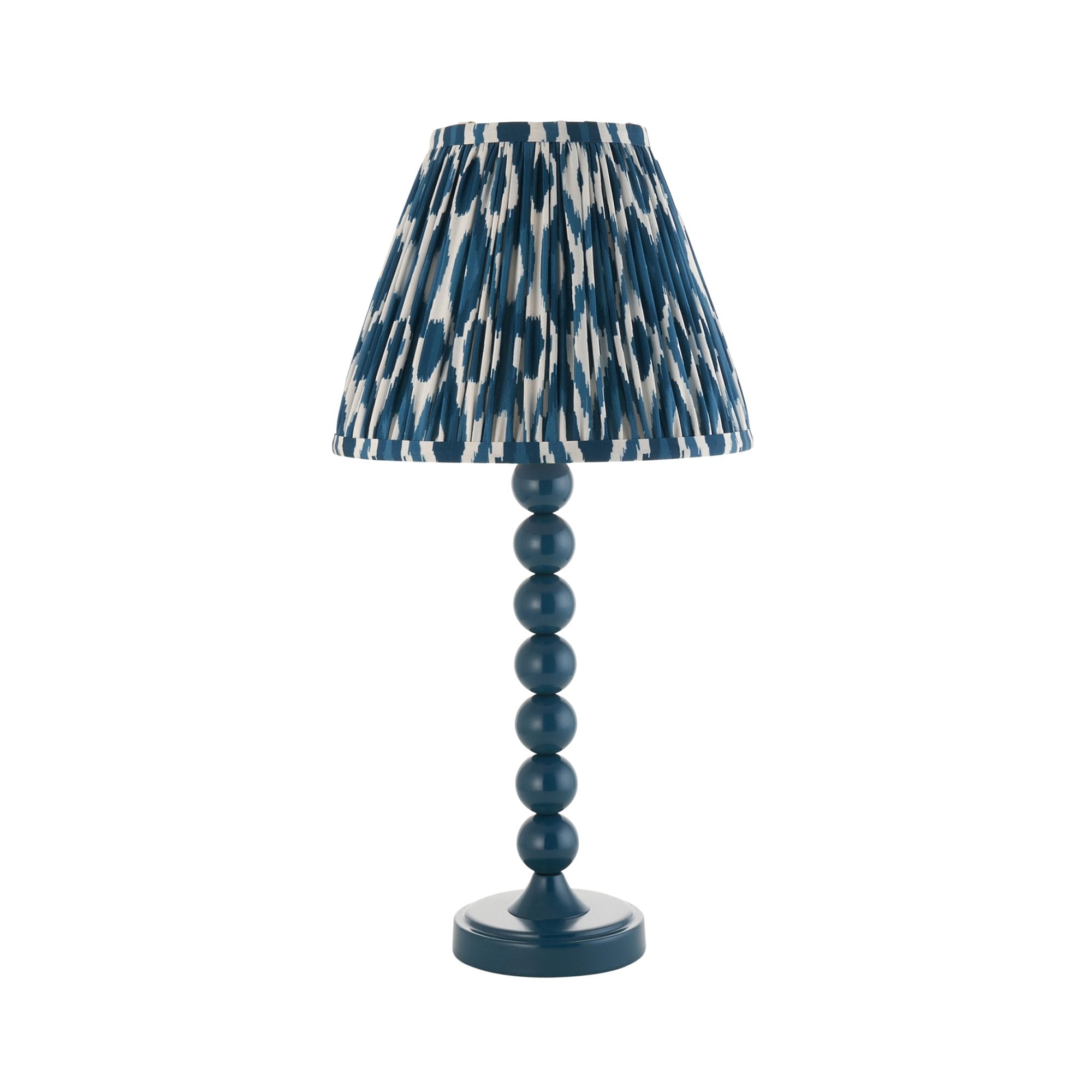 Endon Higgledy Gloss Marlin Blue Table Lamp & Ikat 25cm Marlin Blue Shade