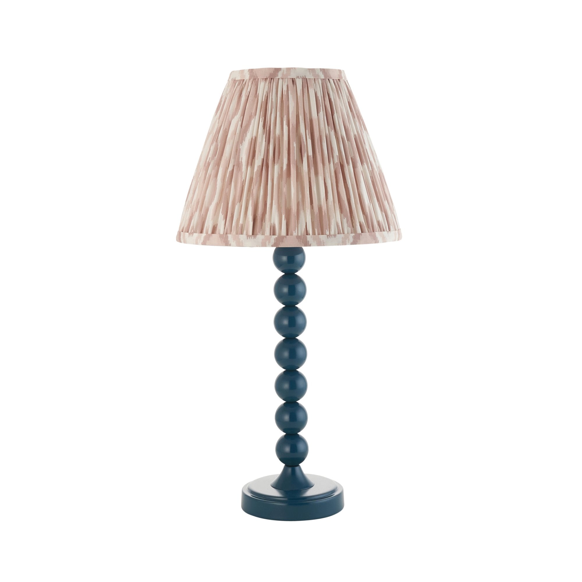 Endon Higgledy Gloss Marlin Blue Table Lamp & Ikat 25cm Neutral Shade