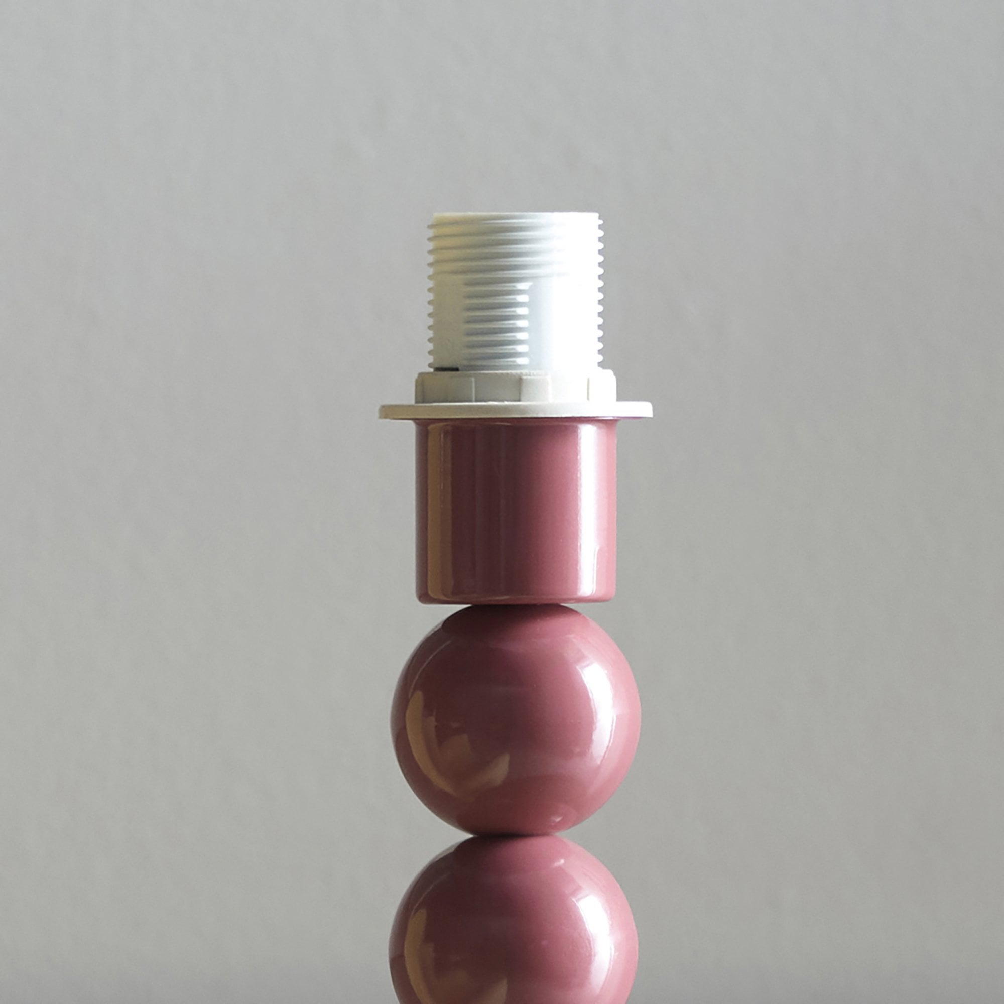 Endon Higgledy Gloss Pink Clay Table Lamp & Zigzag 25cm Pearl Grey Shade