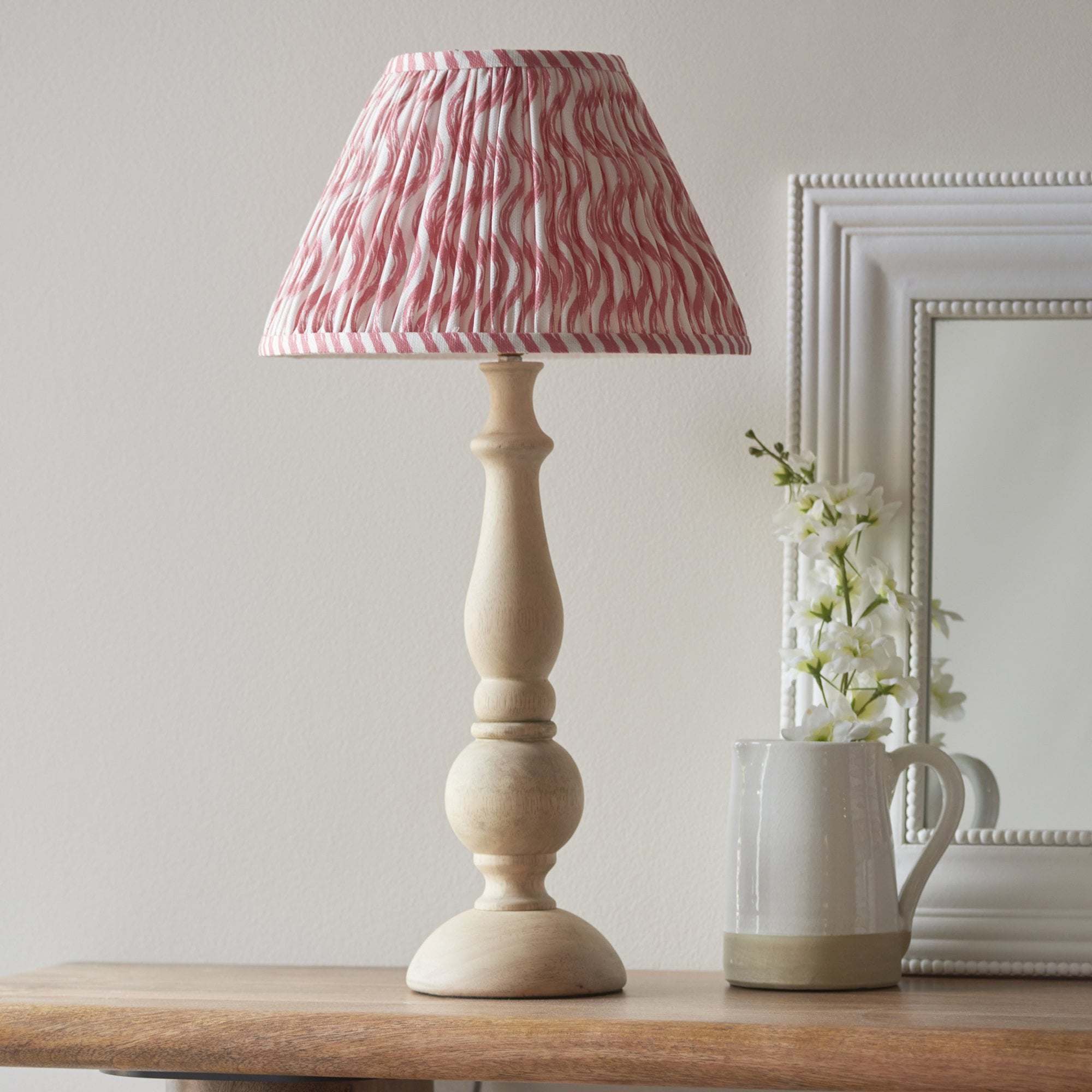 Endon Hidcote Table Lamp & Ripple 30cm Coral Pink Shade