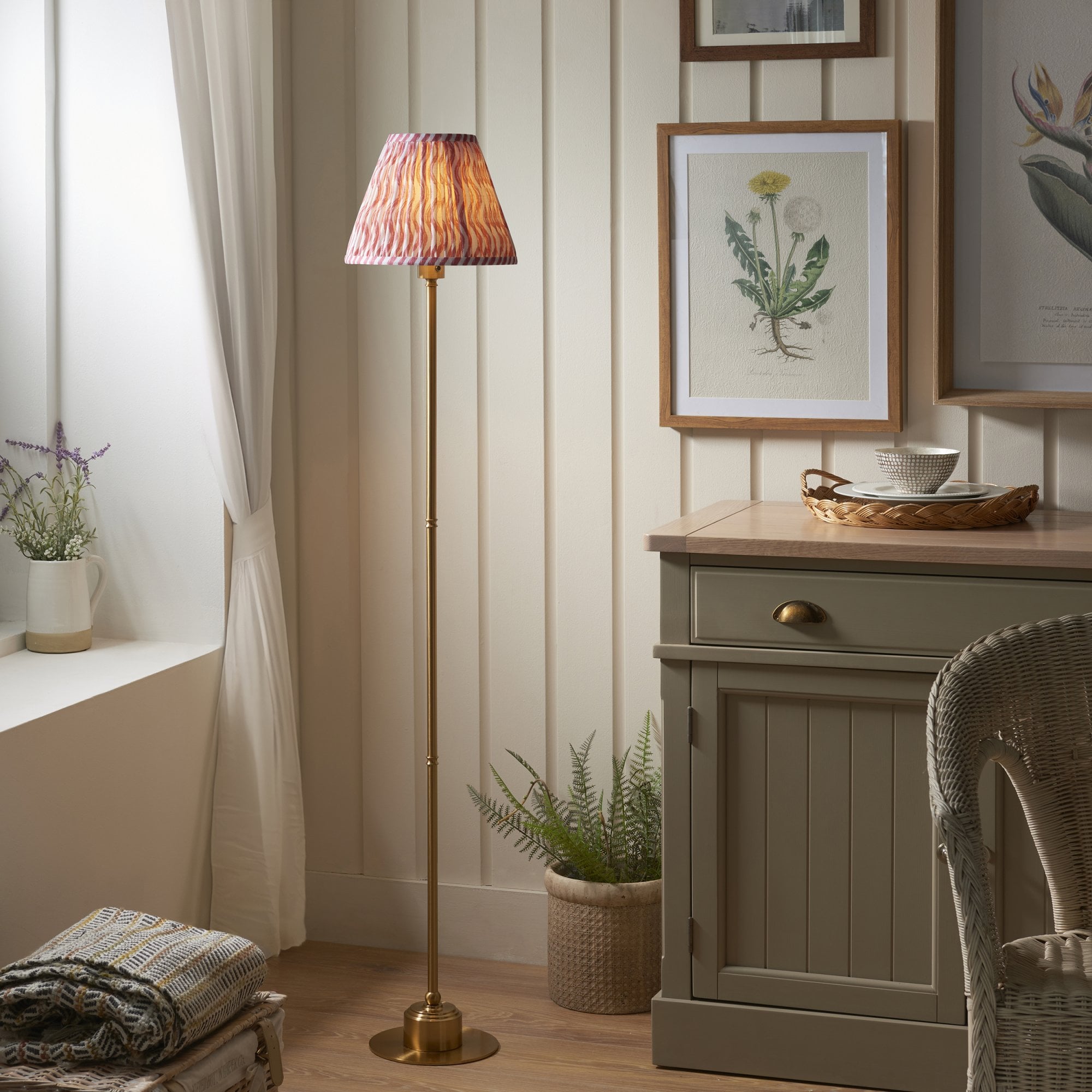 Endon Burley Rechargeable Table Lamp & Ripple 25cm Coral Pink Shade