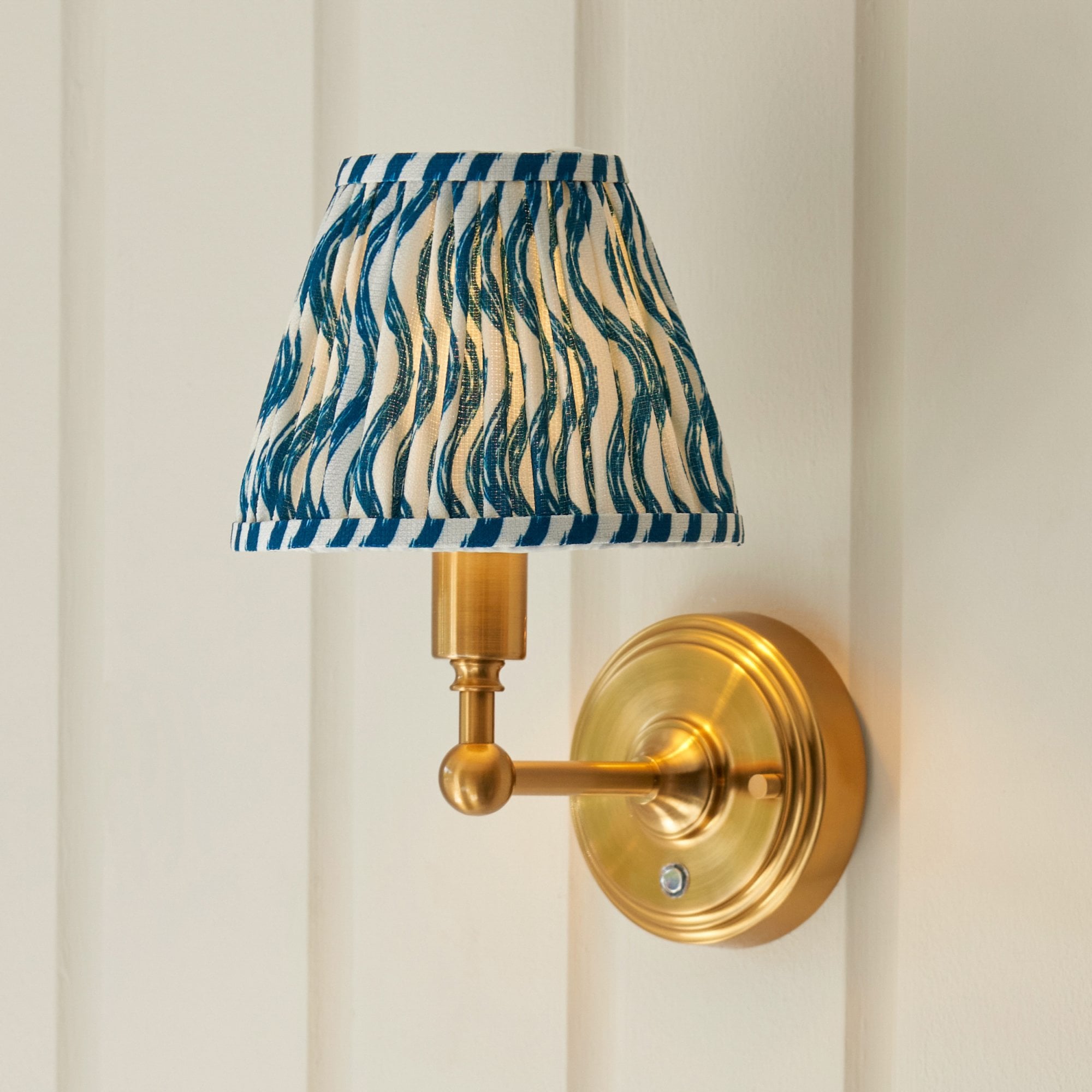 Endon Burley Rechargeable Wall Light & Ripple 16cm Marlin Blue Shade
