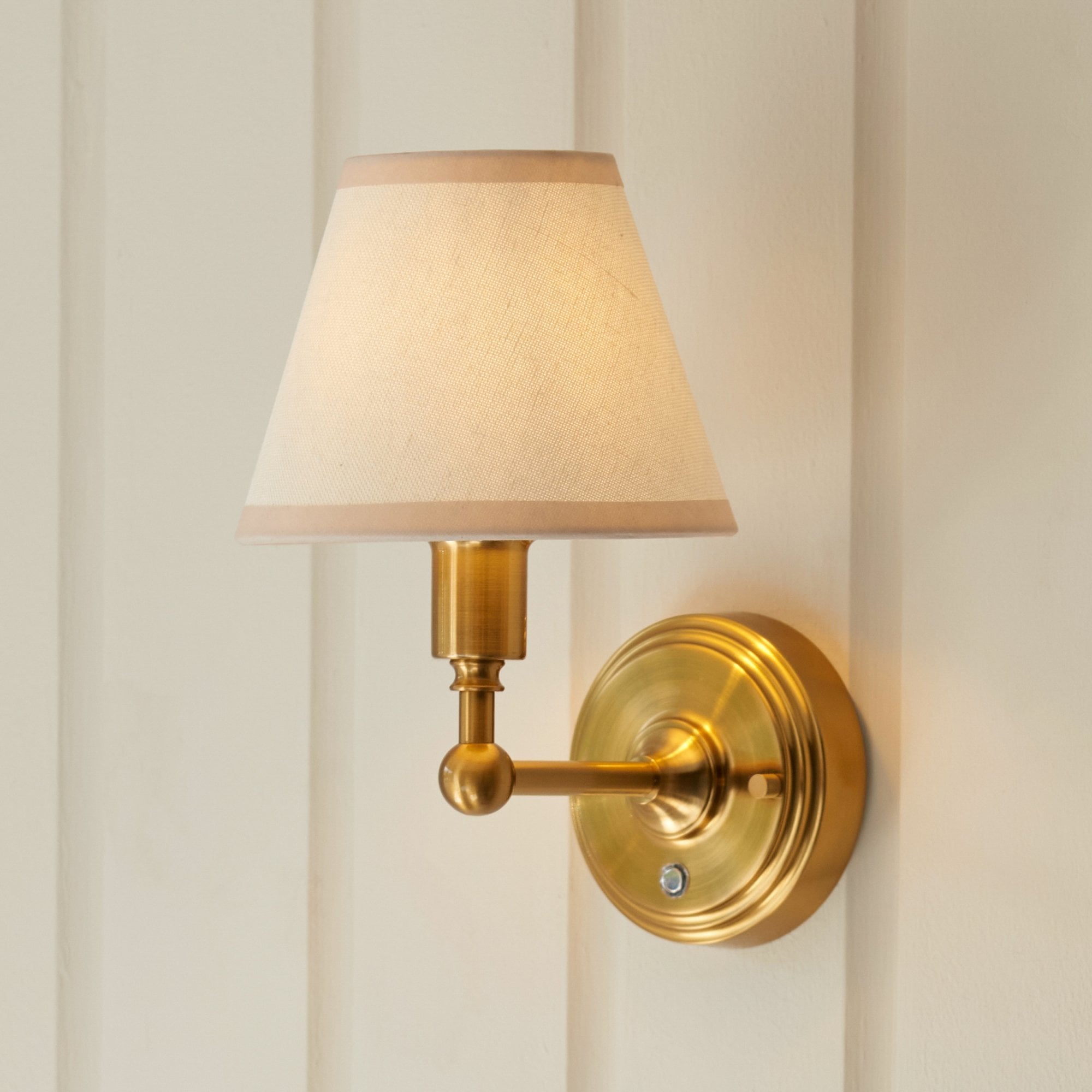 Endon Burley Rechargeable Wall Light & Ivy 16cm Vintage White Shade