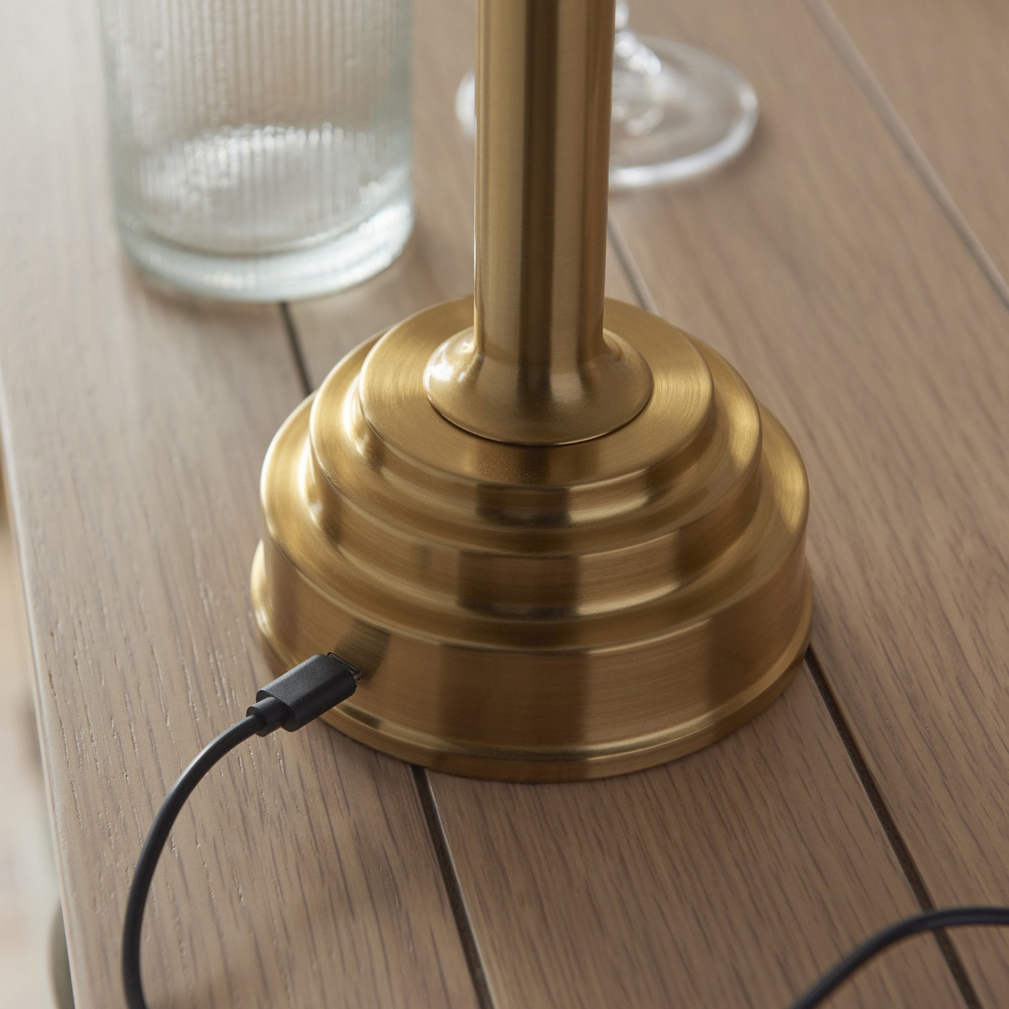 Endon Upton Rechargeable Table Lamp & Leaf 16cm Herb Garden Green Shade