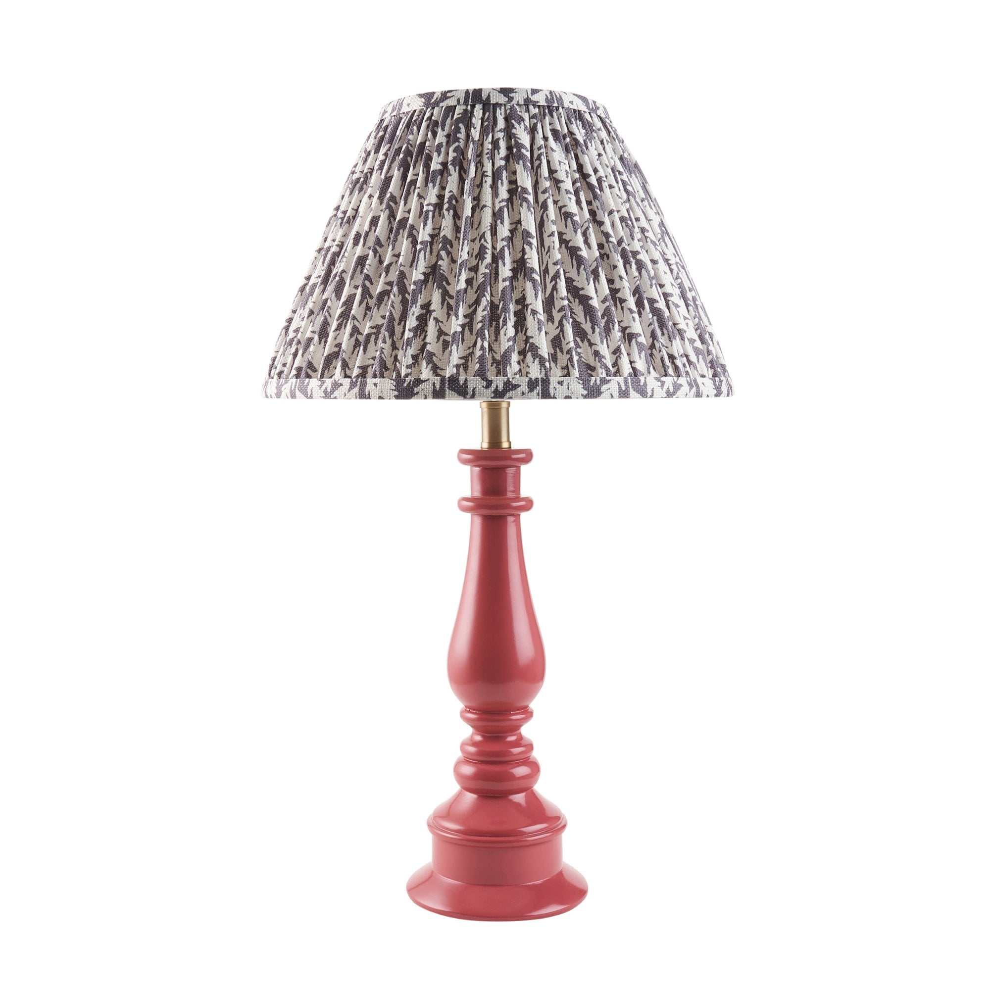Endon Myrtle Gloss Pink Clay Table Lamp & Leaf 30cm Pearl Grey Shade