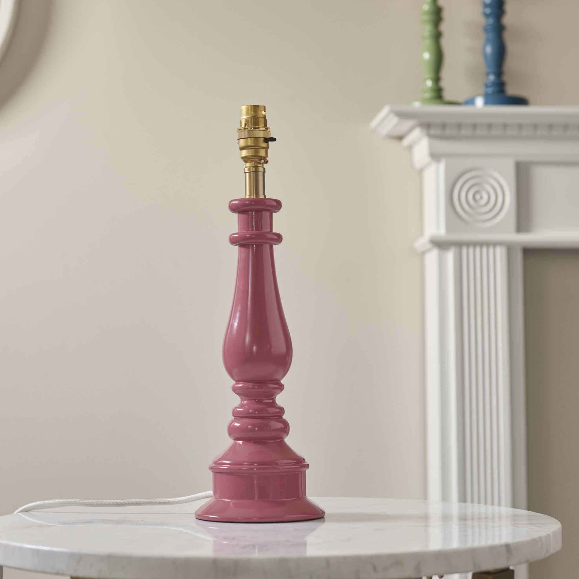 Endon Myrtle Gloss Pink Clay Table Lamp & Ripple 30cm Marlin Blue Shade