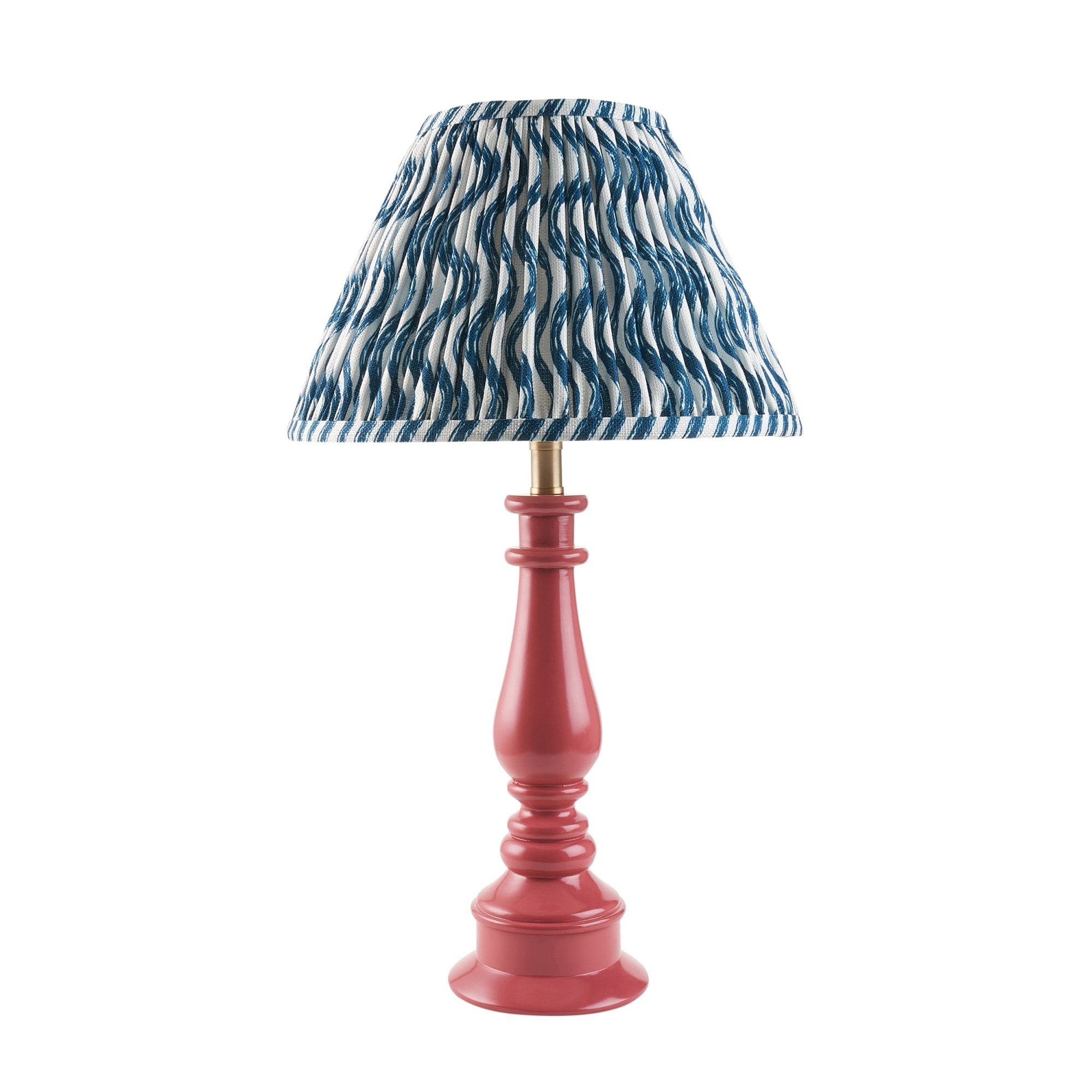 Endon Myrtle Gloss Pink Clay Table Lamp & Ripple 30cm Marlin Blue Shade