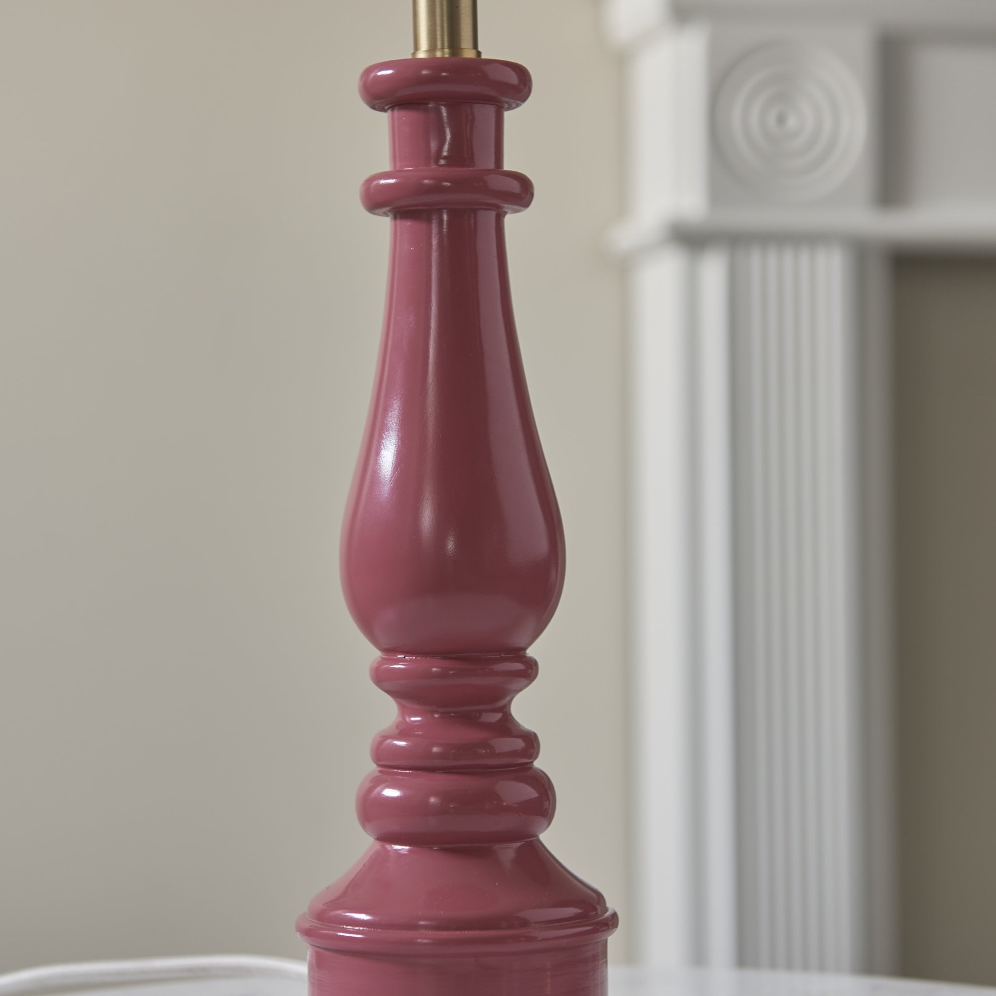 Endon Myrtle Gloss Pink Clay Table Lamp & Zigzag 30cm Pearl Grey Shade