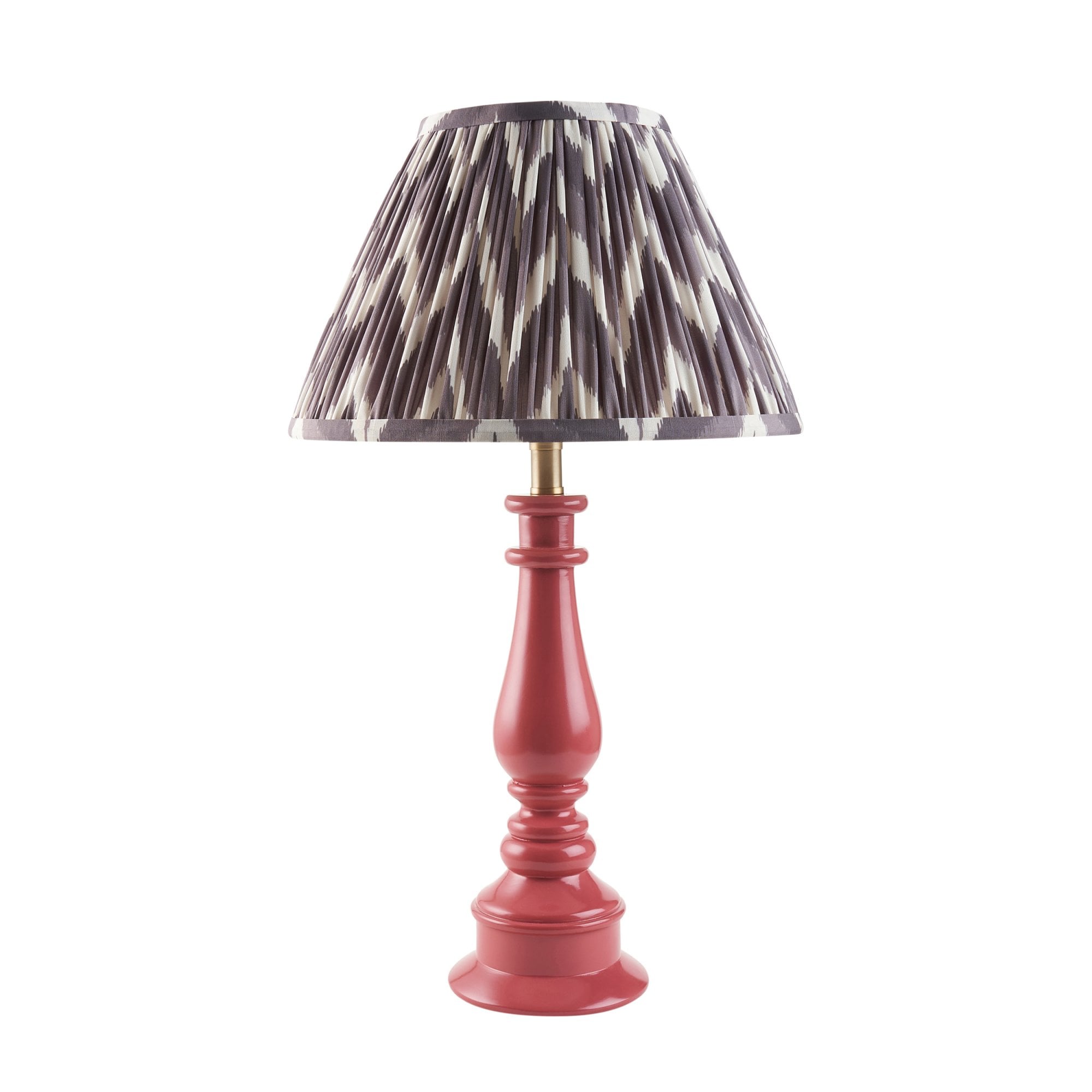 Endon Myrtle Gloss Pink Clay Table Lamp & Zigzag 30cm Pearl Grey Shade