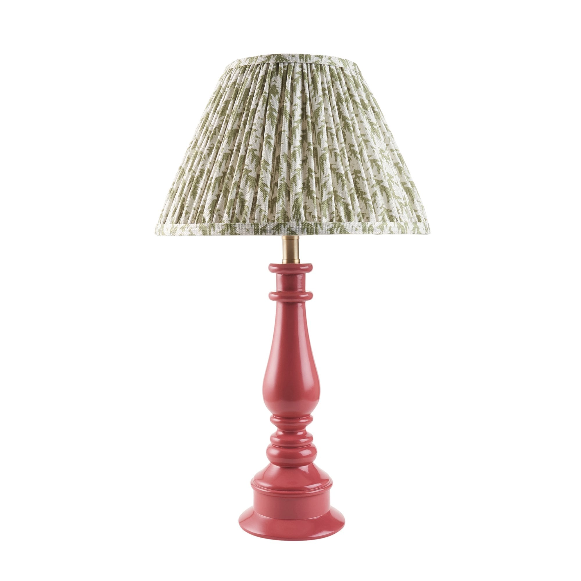 Endon Myrtle Gloss Pink Clay Table Lamp & Leaf 30cm Herb Garden Green Shade