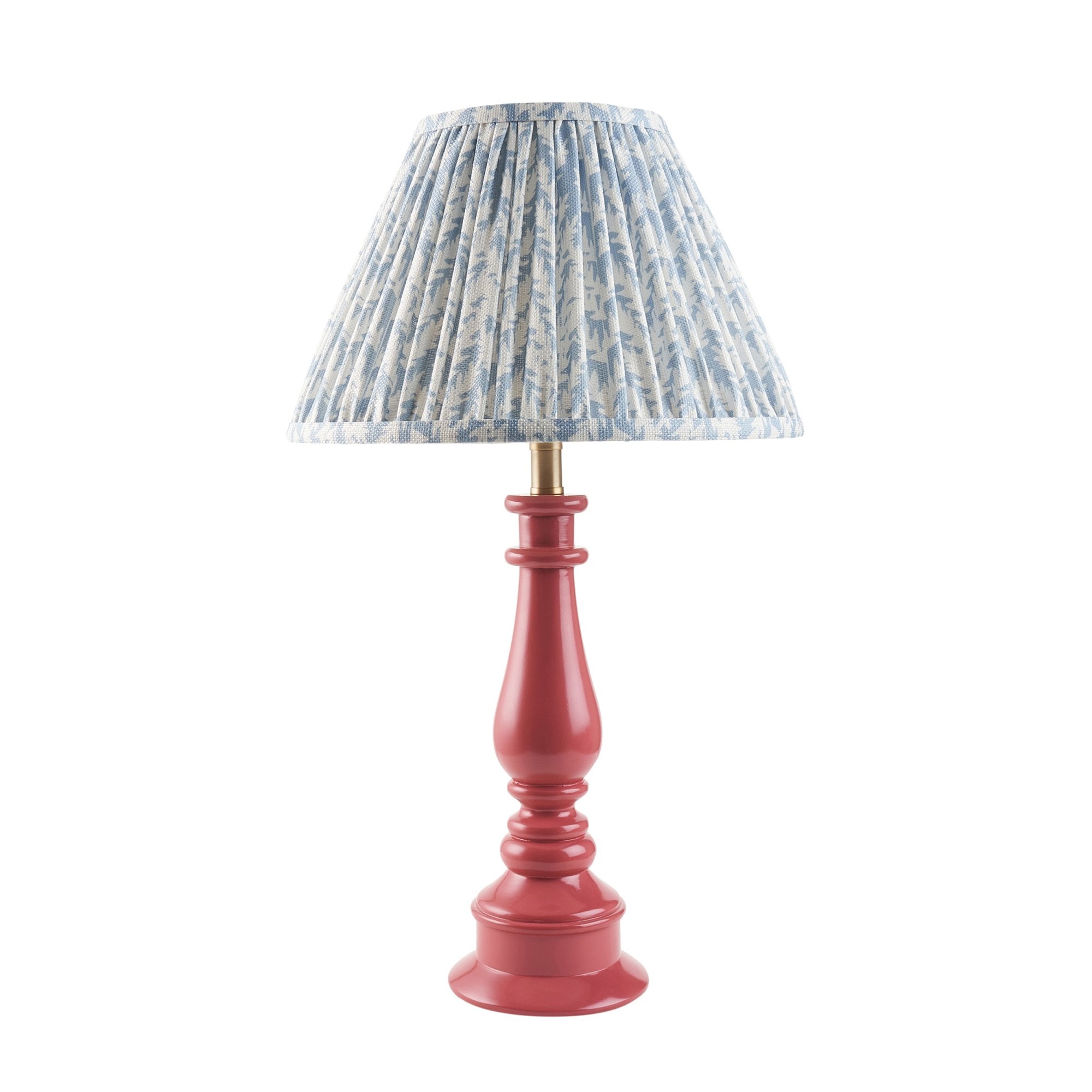 Endon Myrtle Gloss Pink Clay Table Lamp & Leaf 30cm Shell Bay Blue Shade