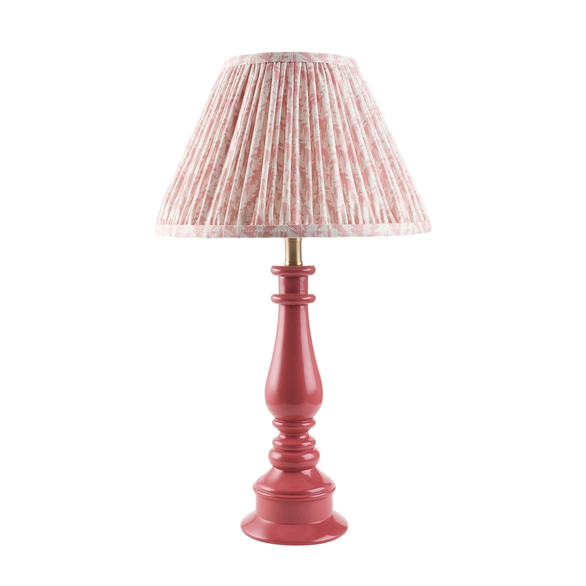 Endon Myrtle Gloss Pink Clay Table Lamp & Leaf 30cm Peachy Keen Shade