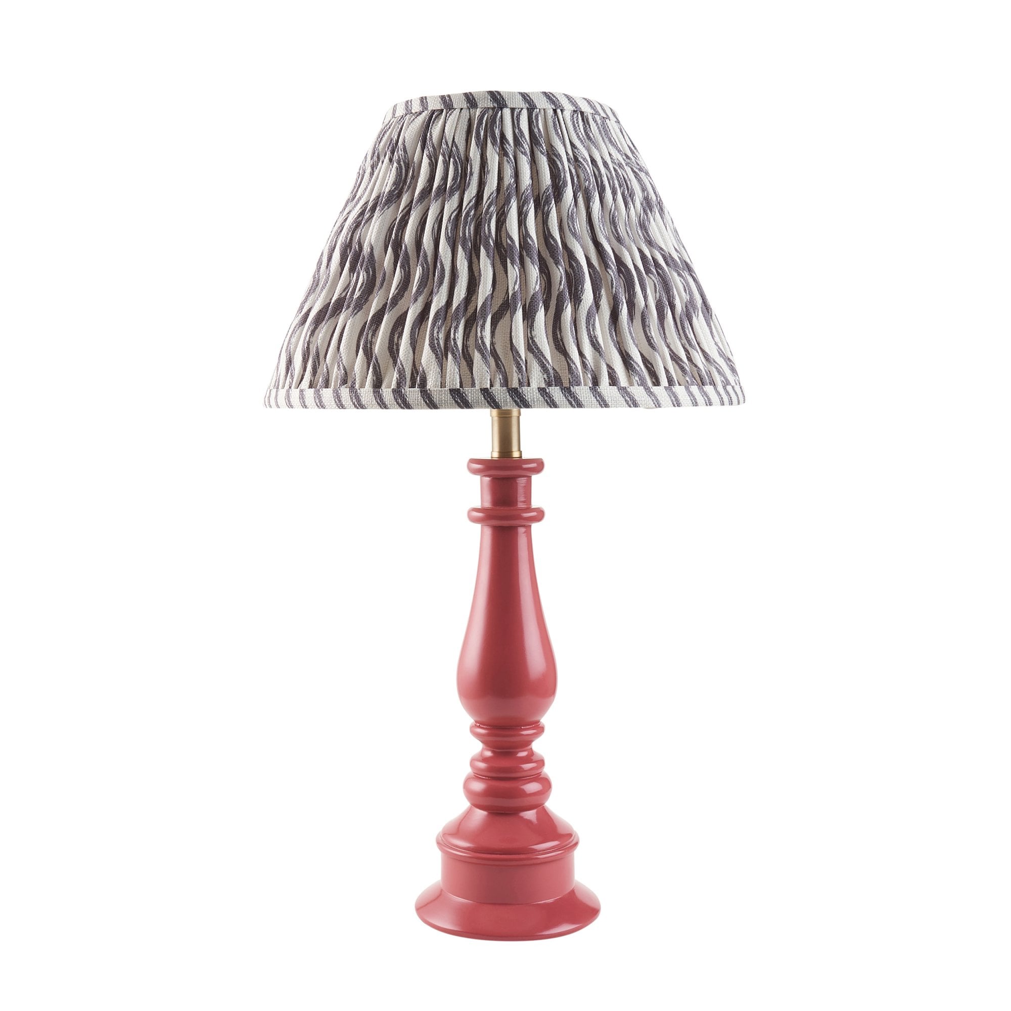 Endon Myrtle Gloss Pink Clay Table Lamp & Ripple 30cm Pearl Grey Shade