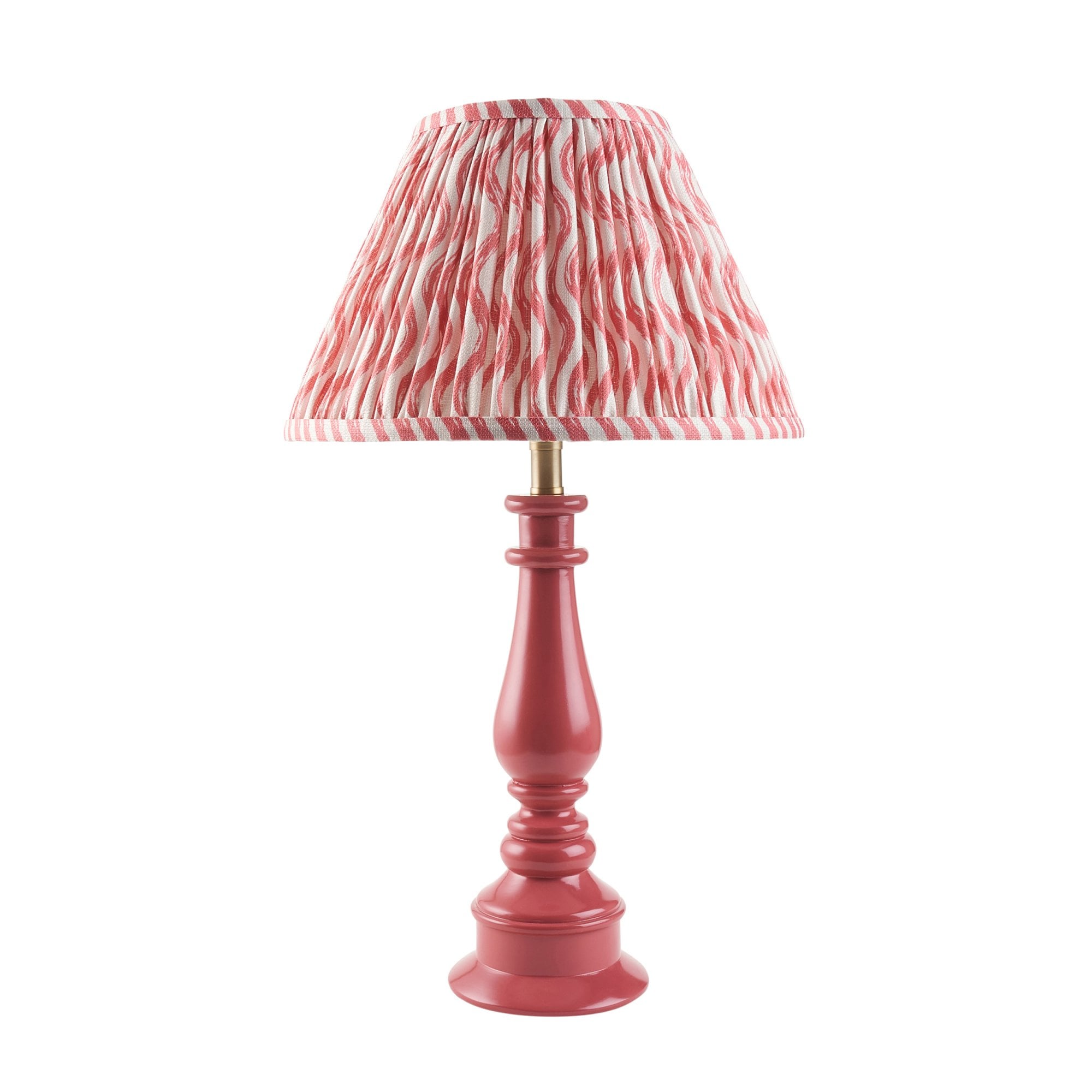 Endon Myrtle Gloss Pink Clay Table Lamp & Ripple 30cm Coral Pink Shade