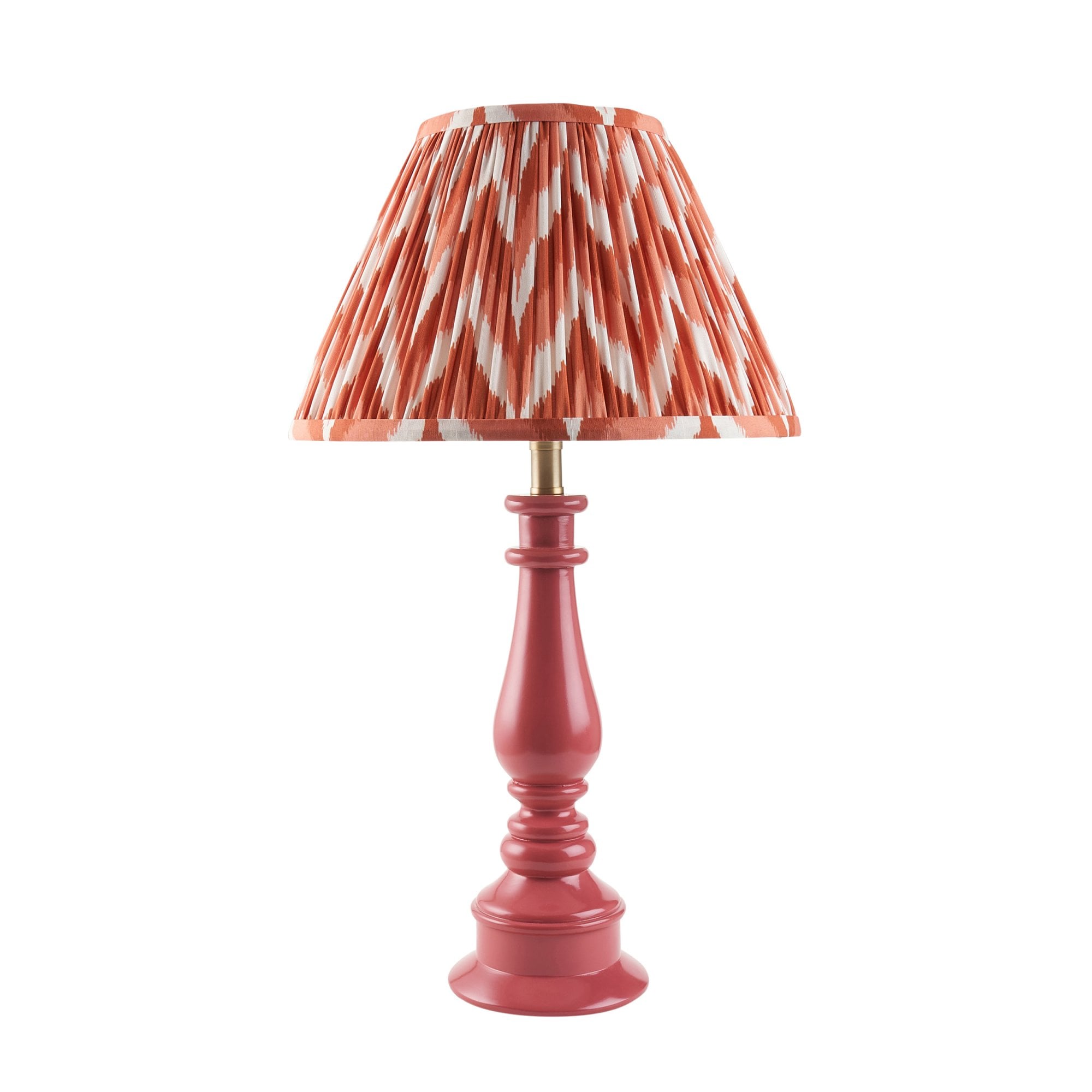 Endon Myrtle Gloss Pink Clay Table Lamp & Zigzag 30cm Apricot Orange Shade