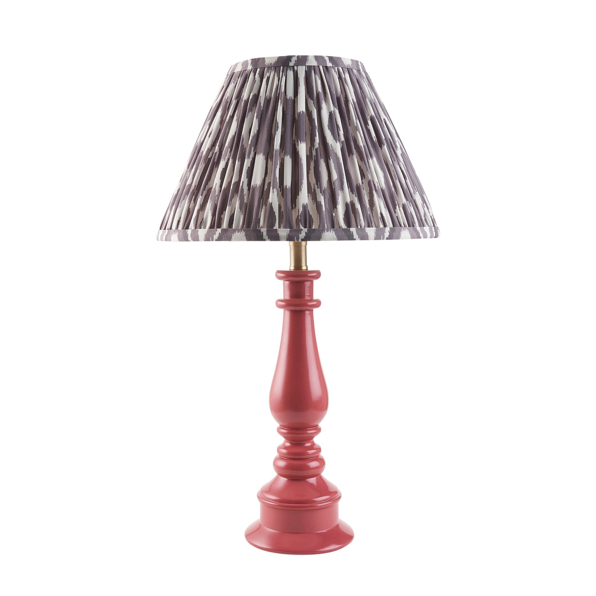 Endon Myrtle Gloss Pink Clay Table Lamp & Ikat 30cm Pearl Grey Shade