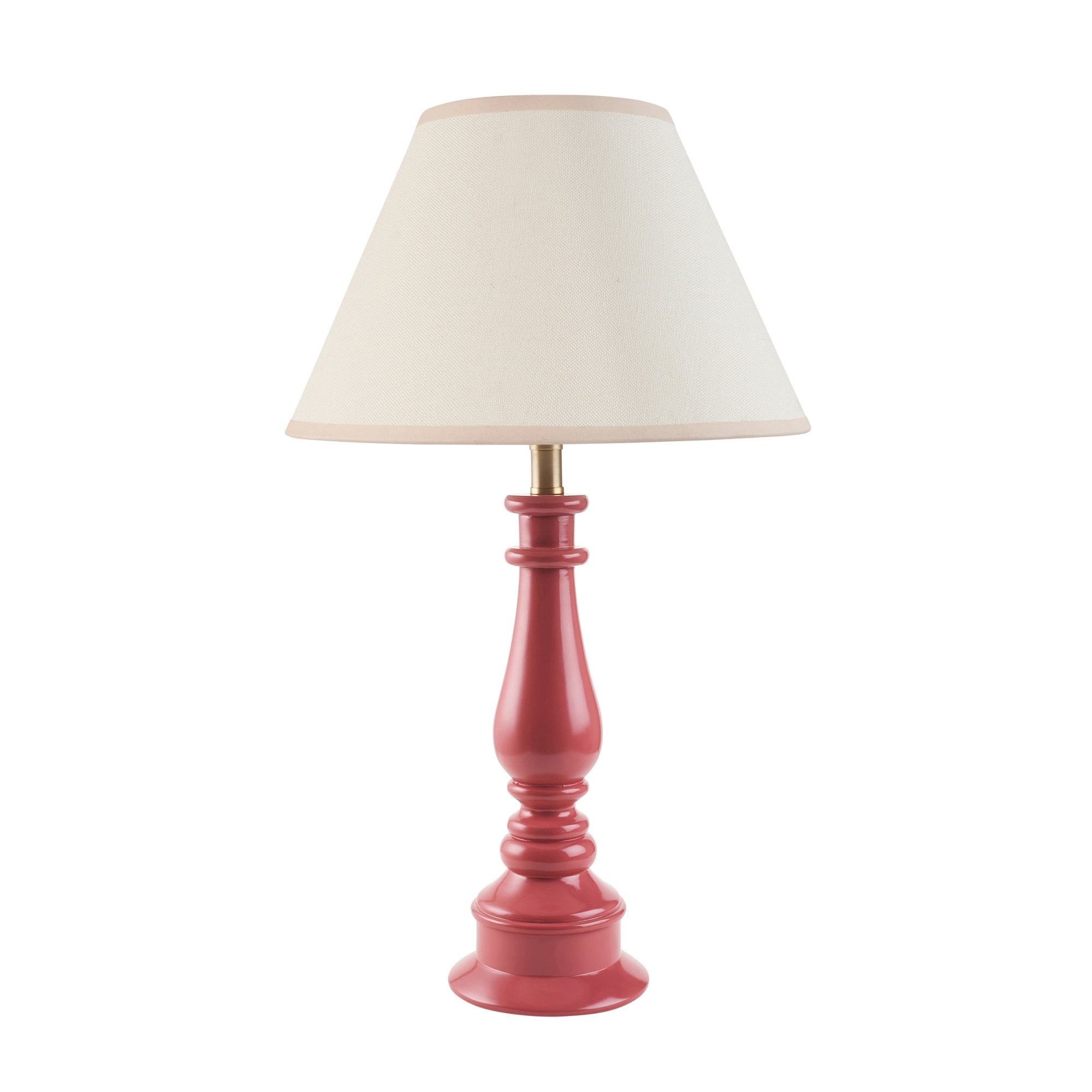 Endon Myrtle Gloss Pink Clay Table Lamp & Ivy 30cm Vintage White Shade