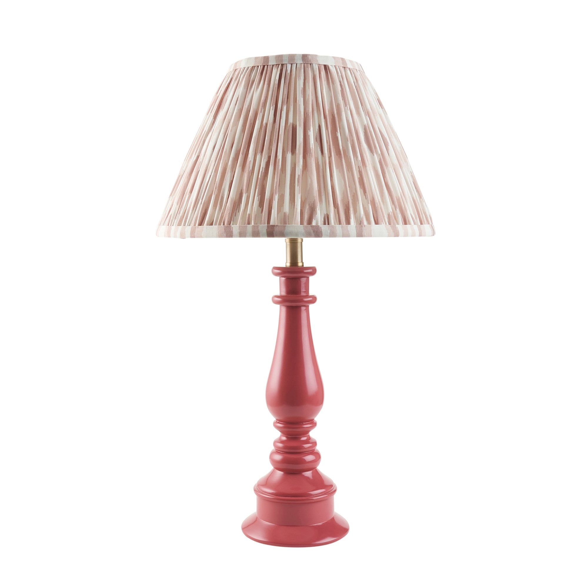 Endon Myrtle Gloss Pink Clay Table Lamp & Ikat 30cm Neutral Shade