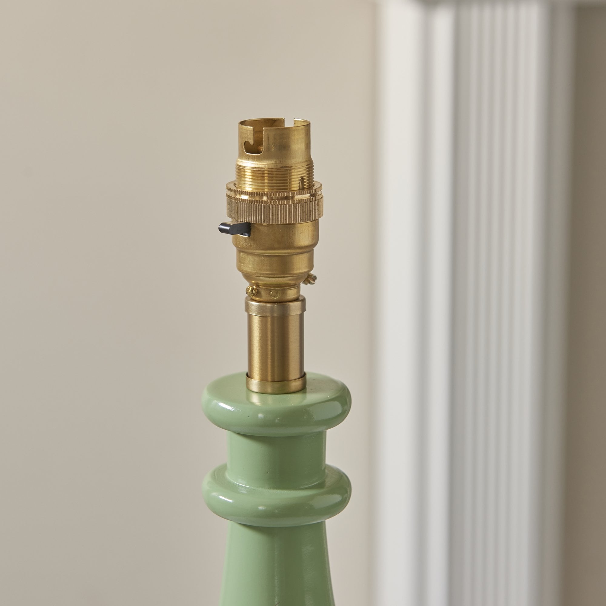 Endon Myrtle Gloss Cotswold Green Table Lamp & Ripple 30cm Marlin Blue Shade