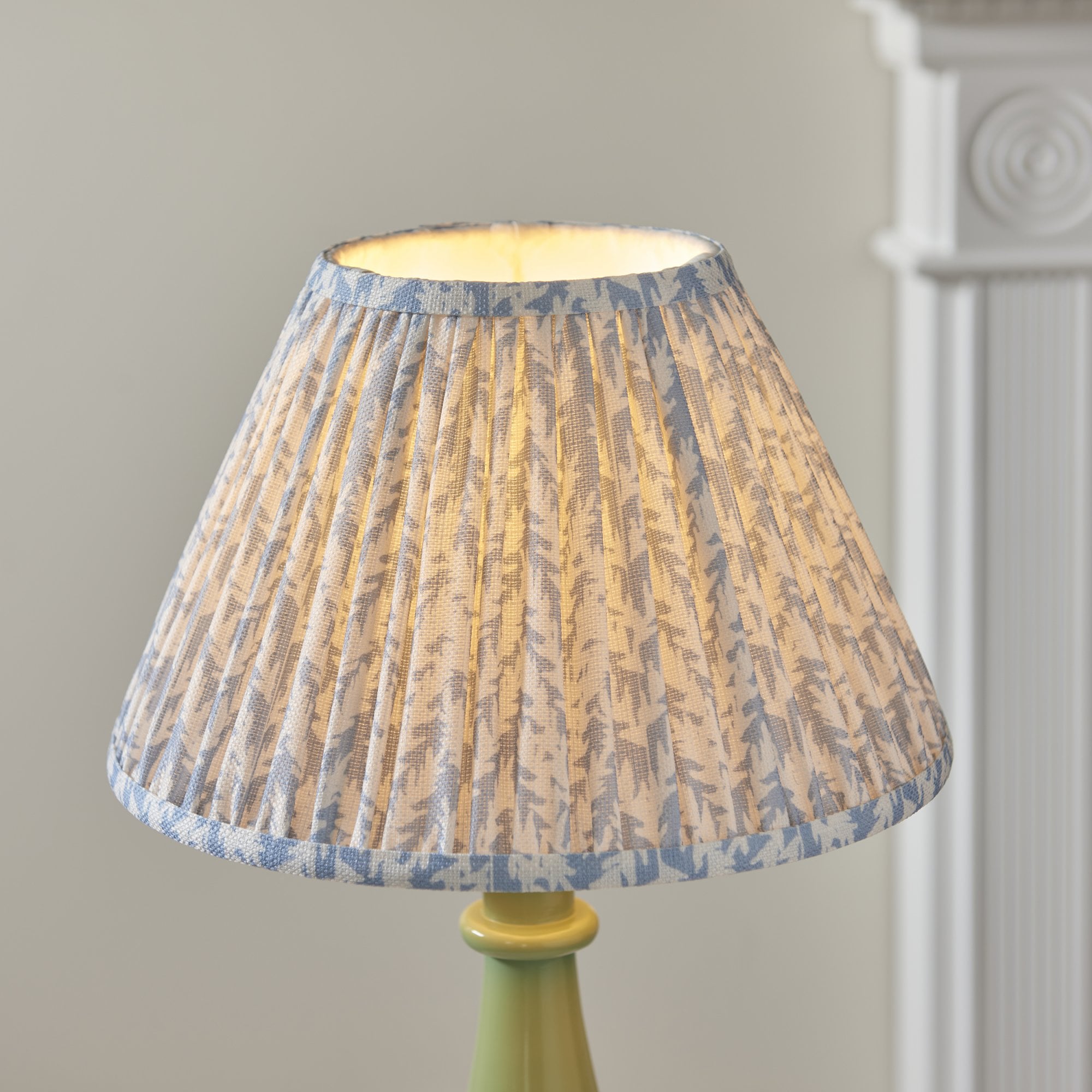Endon Myrtle Gloss Cotswold Green Table Lamp & Leaf 30cm Shell Bay Blue Shade