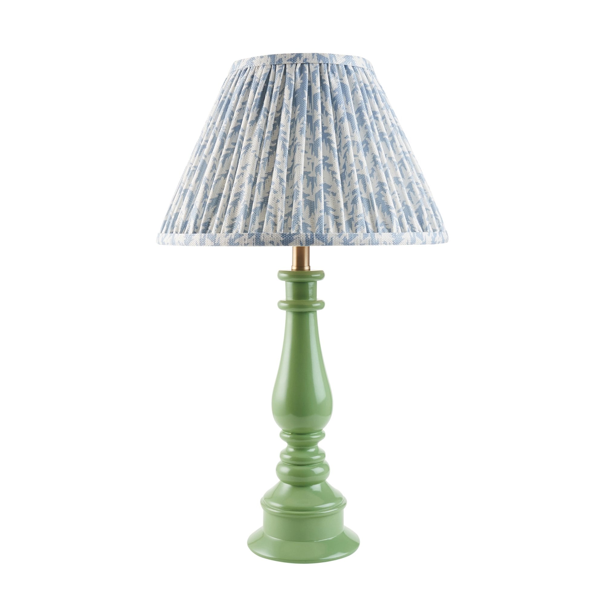 Endon Myrtle Gloss Cotswold Green Table Lamp & Leaf 30cm Shell Bay Blue Shade