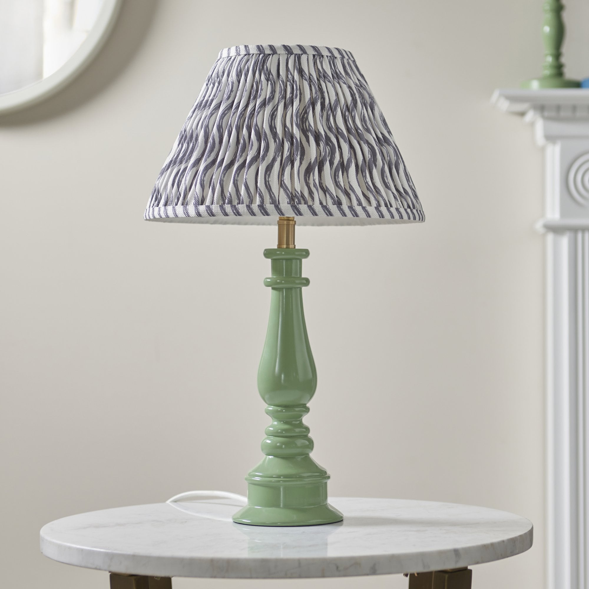Endon Myrtle MD208423 Table Lamp & Ripple 30cm Pearl Grey Shade
