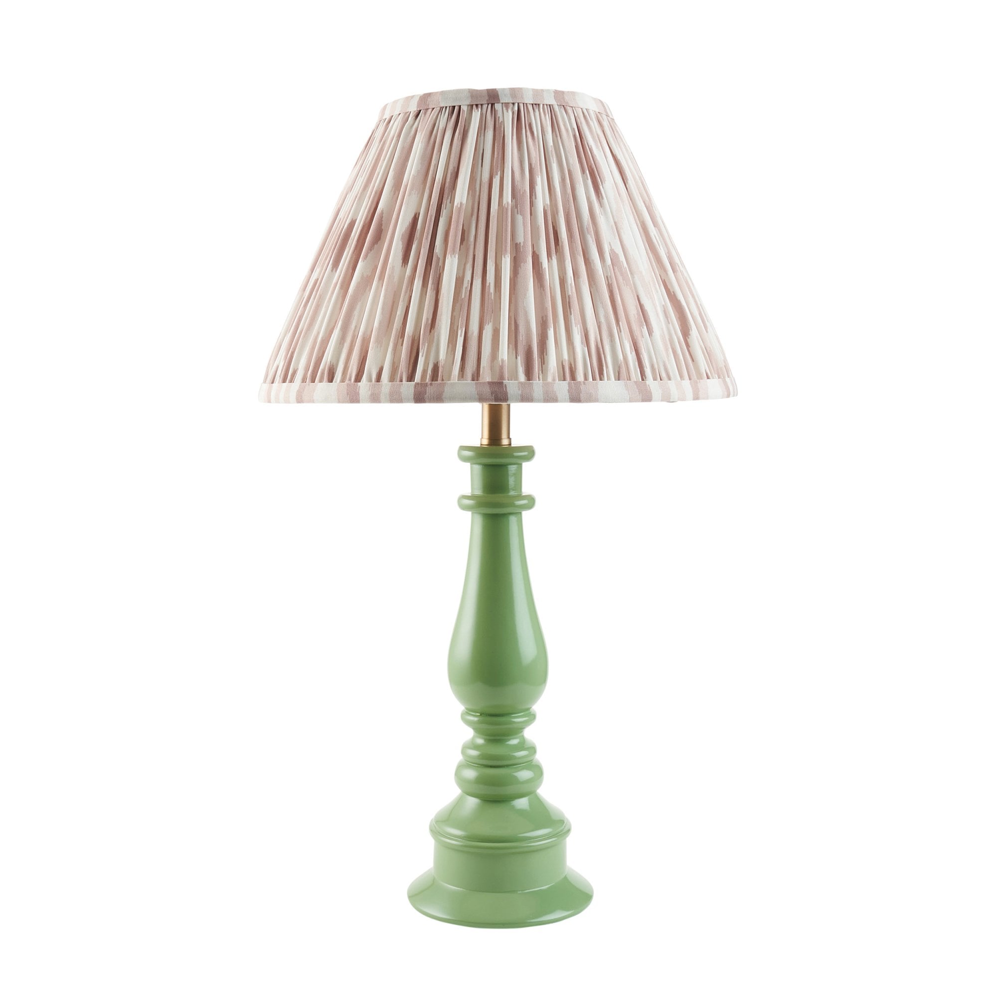 Endon Myrtle Gloss Cotswold Green Table Lamp & Ikat 30cm Neutral Shade
