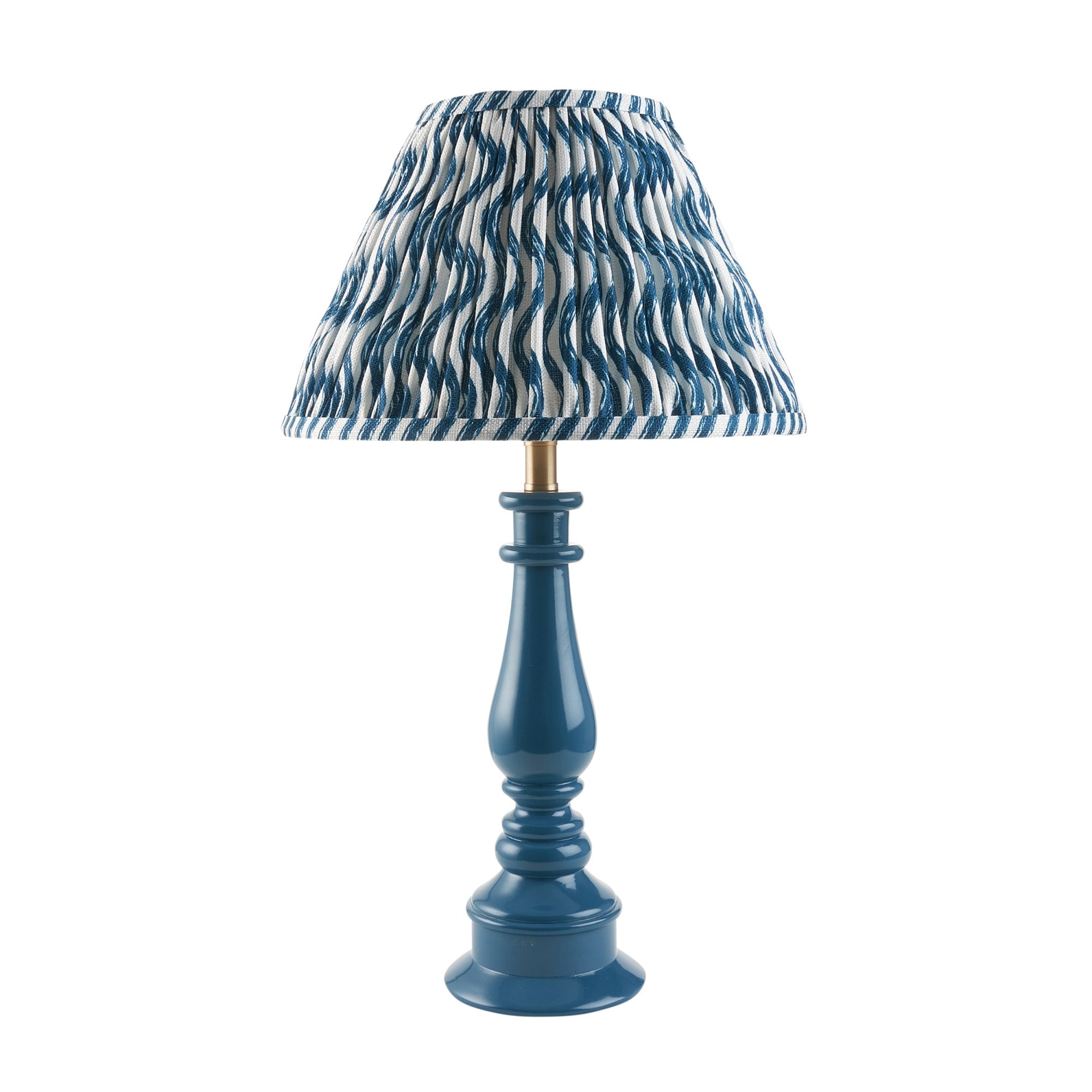 Endon Myrtle Gloss Marlin Blue Table Lamp & Ripple 30cm Marlin Blue Shade