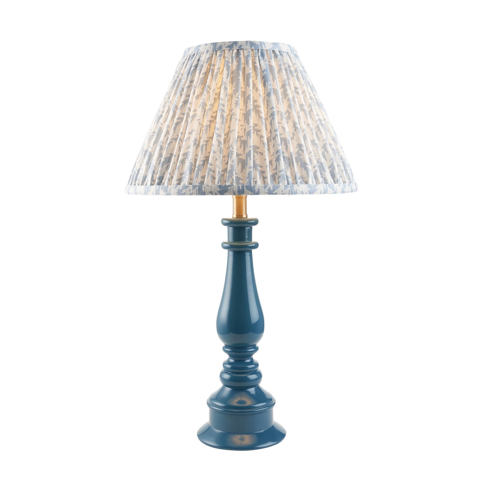 Endon Myrtle Gloss Marlin Blue Table Lamp & Leaf 30cm Shell Bay Blue Shade