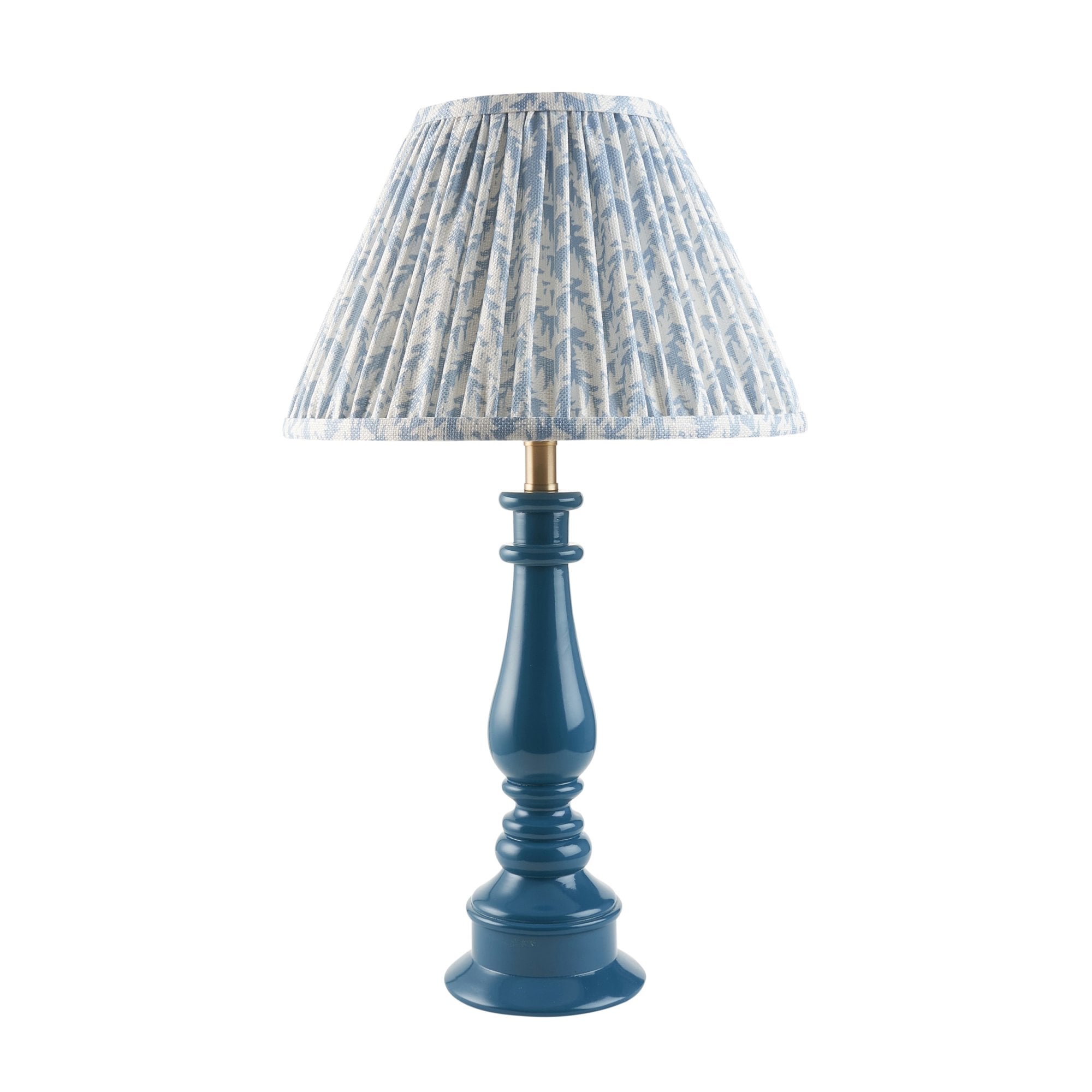 Endon Myrtle Gloss Marlin Blue Table Lamp & Leaf 30cm Shell Bay Blue Shade