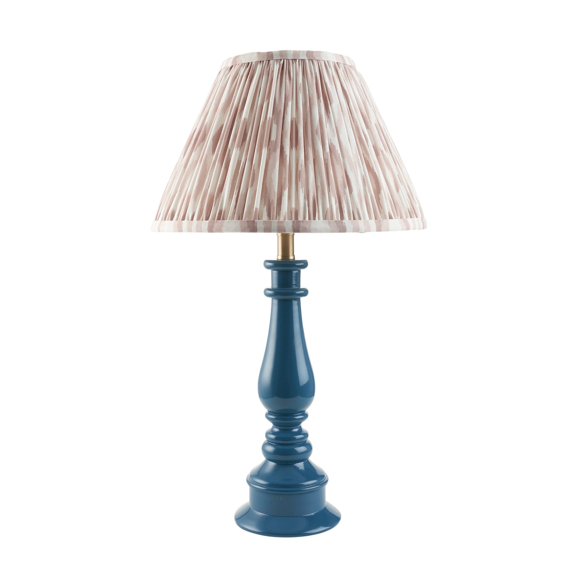 Endon Myrtle Gloss Marlin Blue Table Lamp & Ikat 30cm Neutral Shade