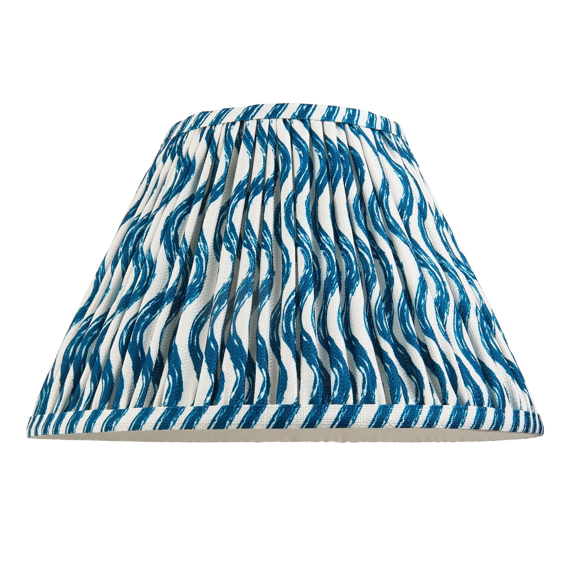 Endon Myrtle Gloss Almond White Table Lamp & Ripple 30cm Marlin Blue Shade